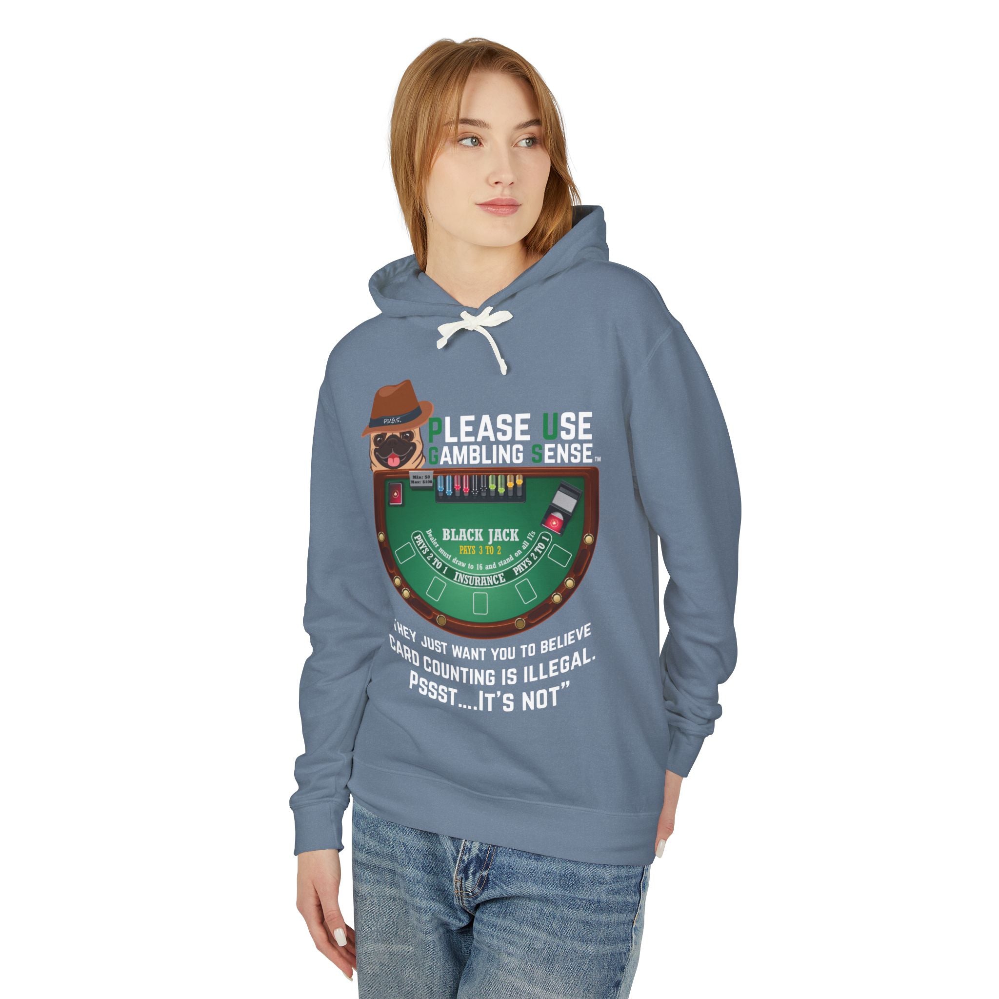 Funny blackjack graphic hoodie by P.U.G.S. apparel