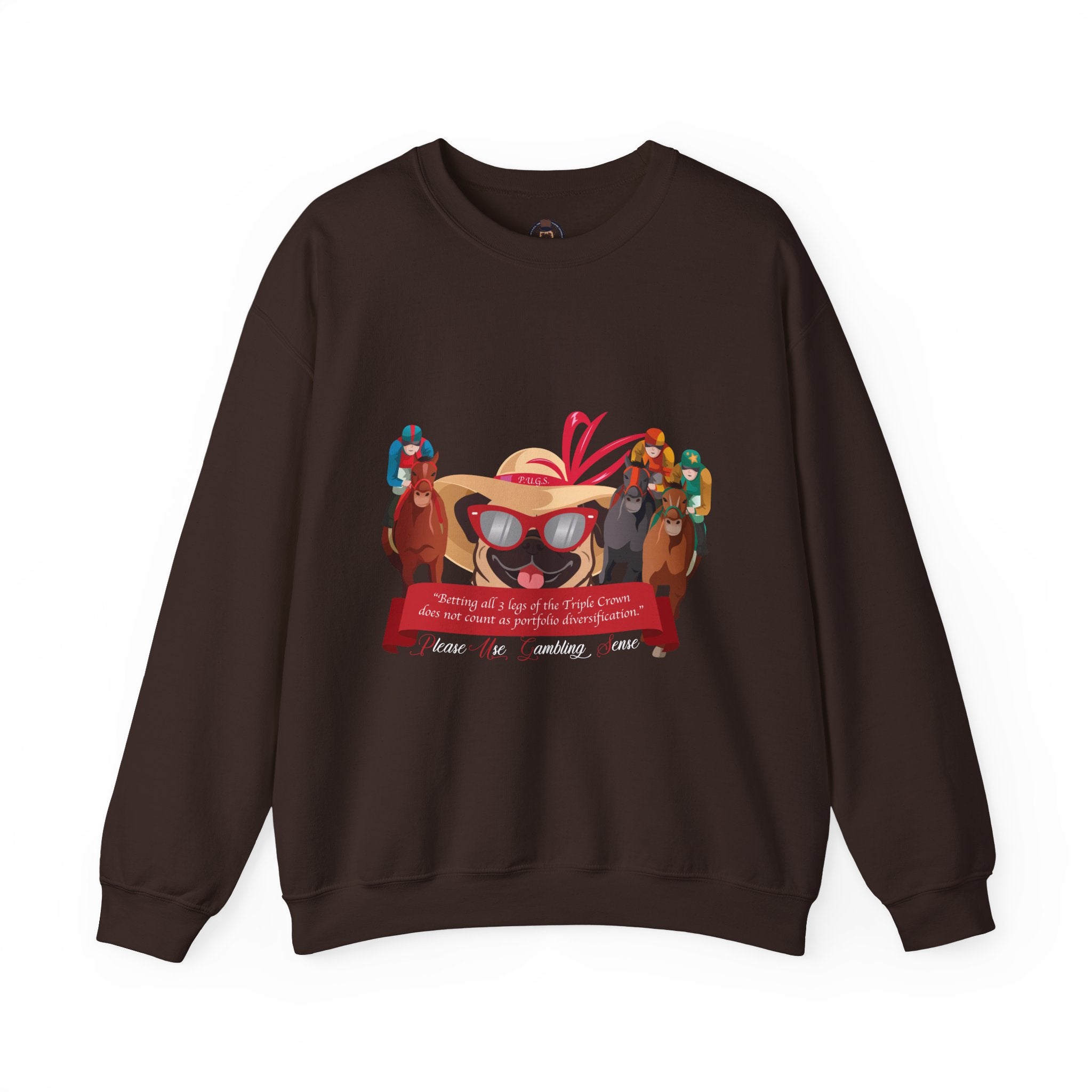 funny horse racing sweatshirt by P.U.G.S. Apparel