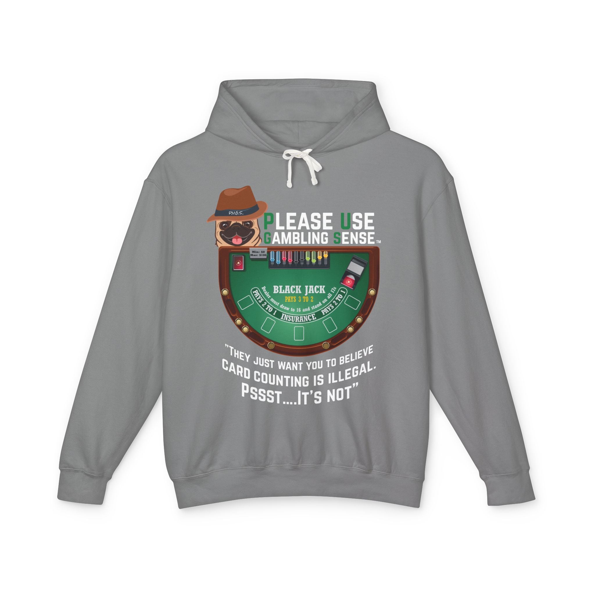 Funny blackjack graphic hoodie by P.U.G.S. apparel