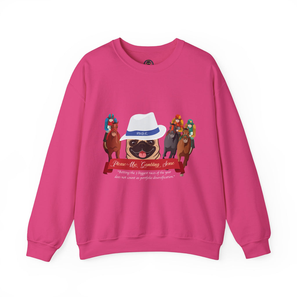 Horse Racing Fedora Unisex Crew Neck Sweatshirt by P.U.G.S.Apparel Dark colors