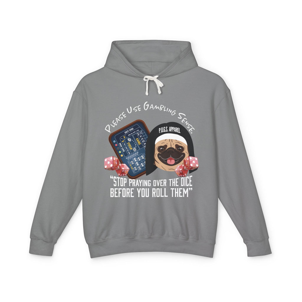 Craps Dice Pug Hoodie by P.U.G.S. Apparel: Dark colors
