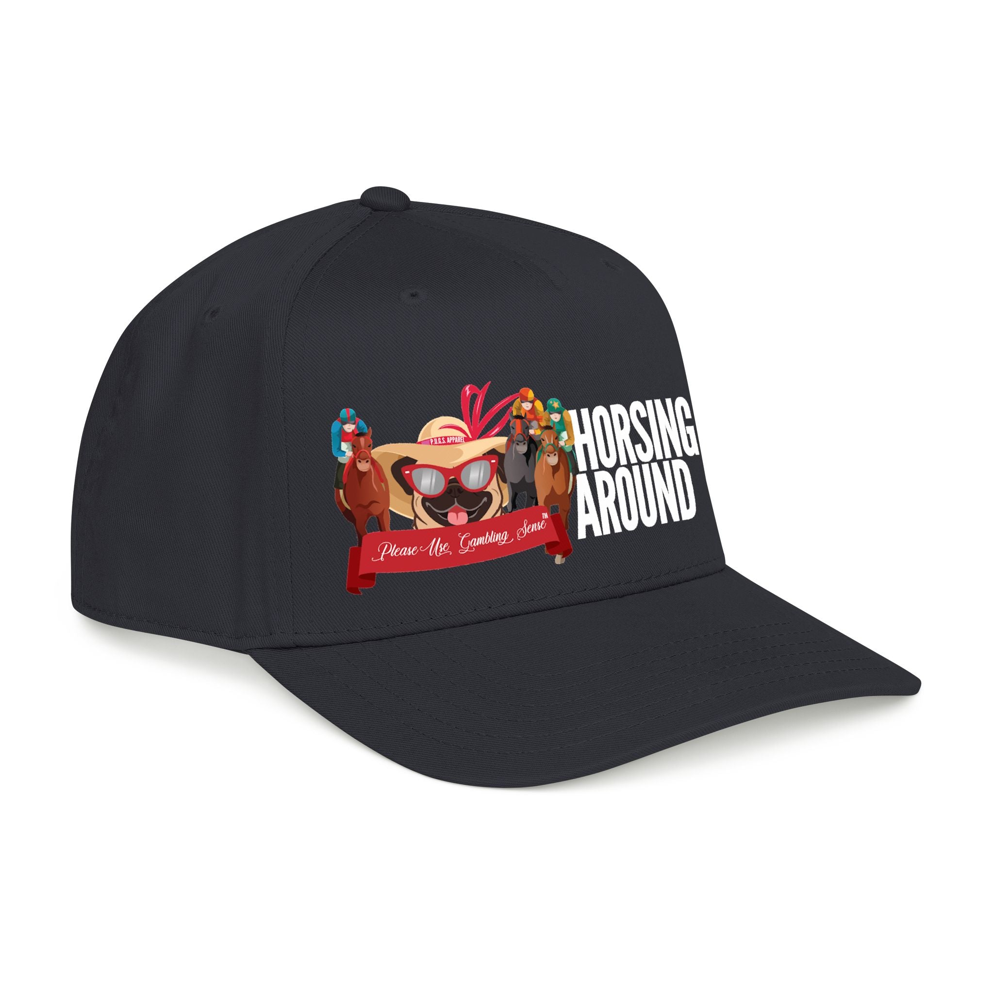 Horse Racing "Horsing Around" Mid Profile Baseball Cap by P.U.G.S. Apparel