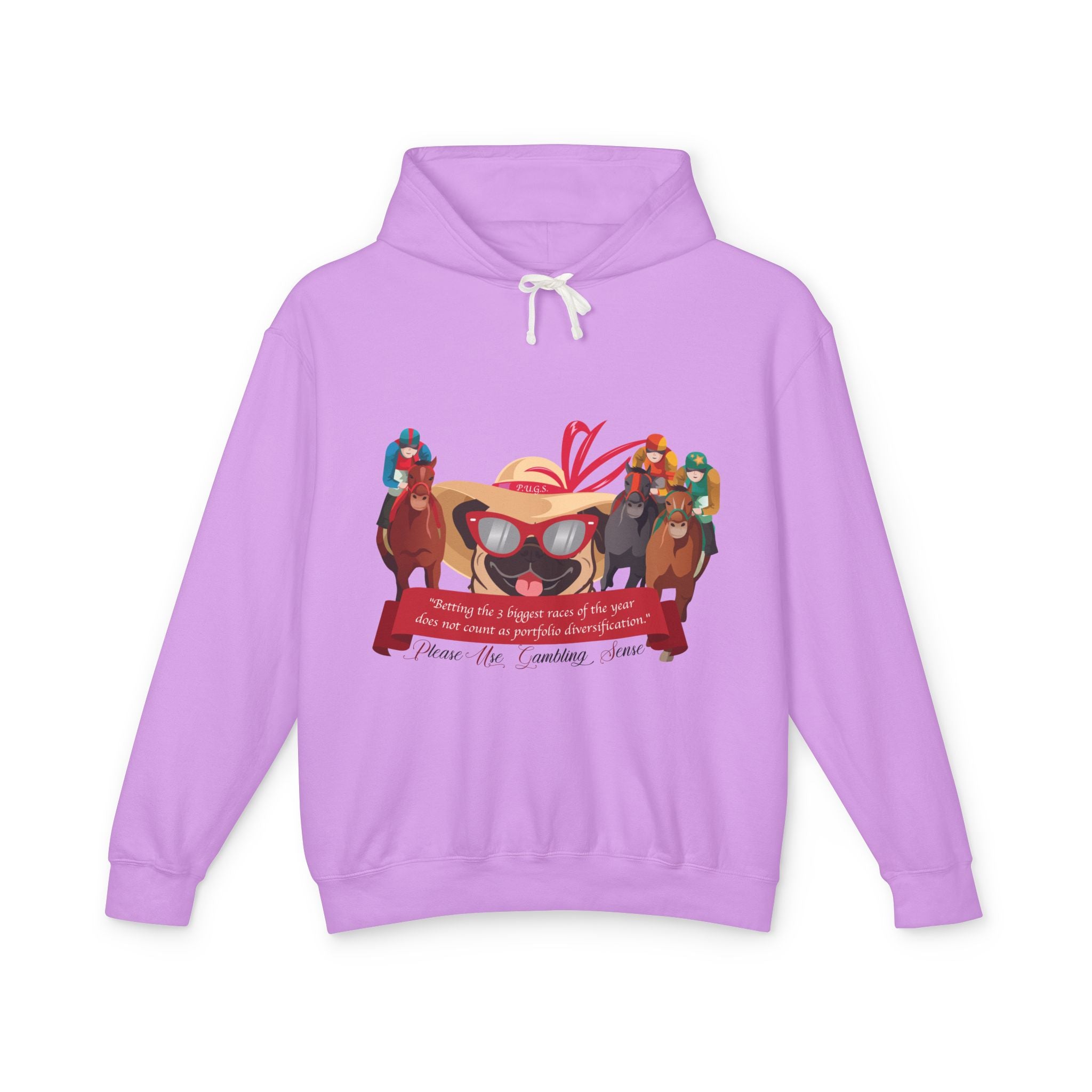 Funny horse racing graphic hoodie by P.U.G.S. Apparel