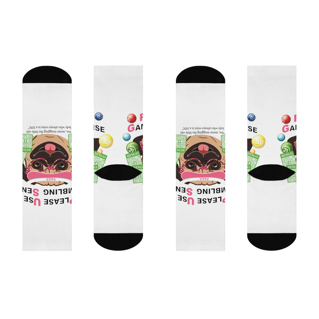 Bingo “Mugging” Cushioned Crew Socks from P.U.G.S. Apparel