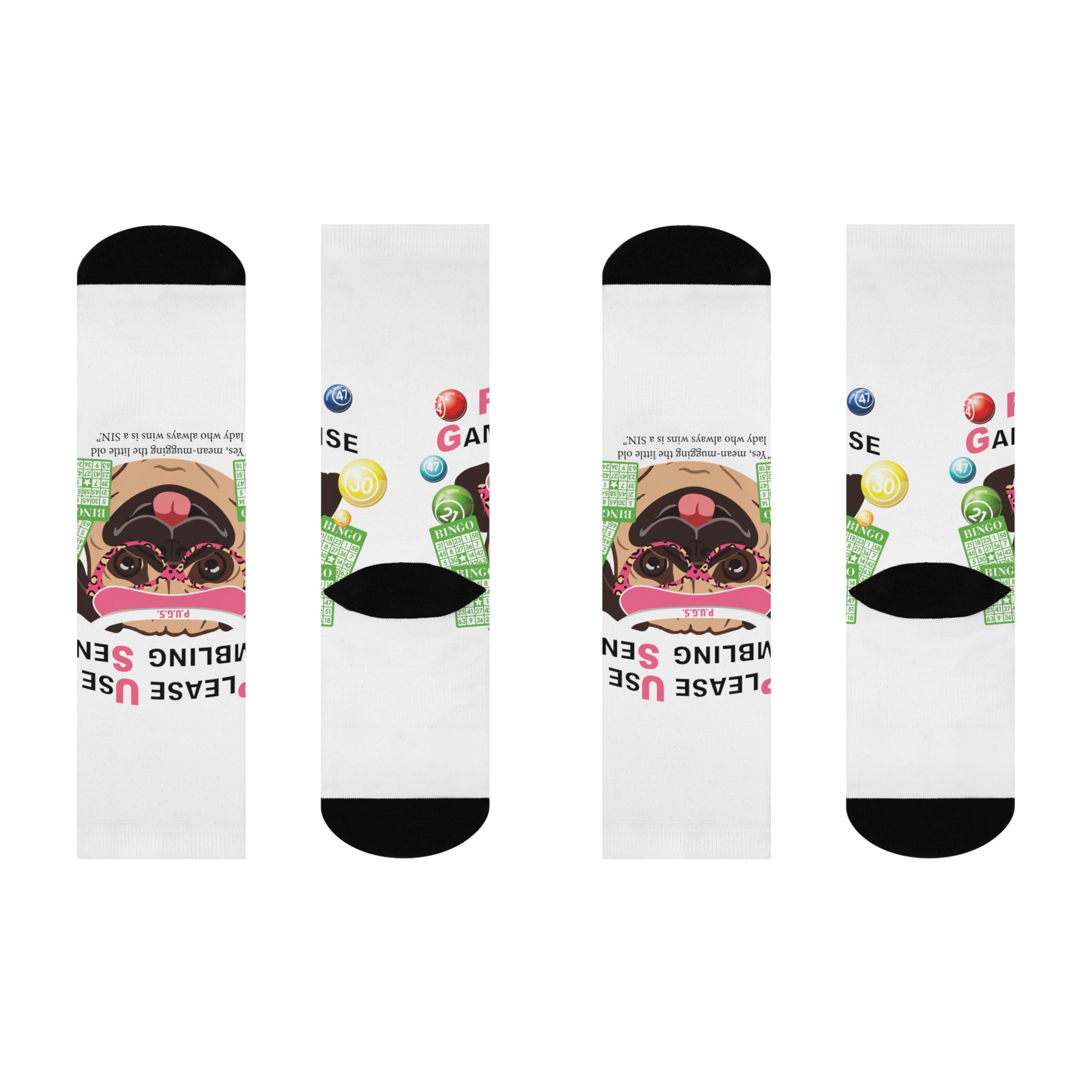 Bingo “Mugging” Cushioned Crew Socks from P.U.G.S. Apparel