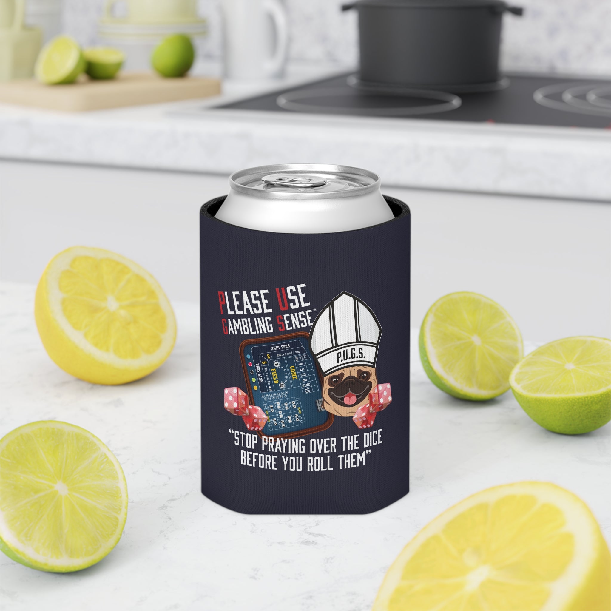 Craps "Praying" Can Cooler by P.U.G.S. Apparel