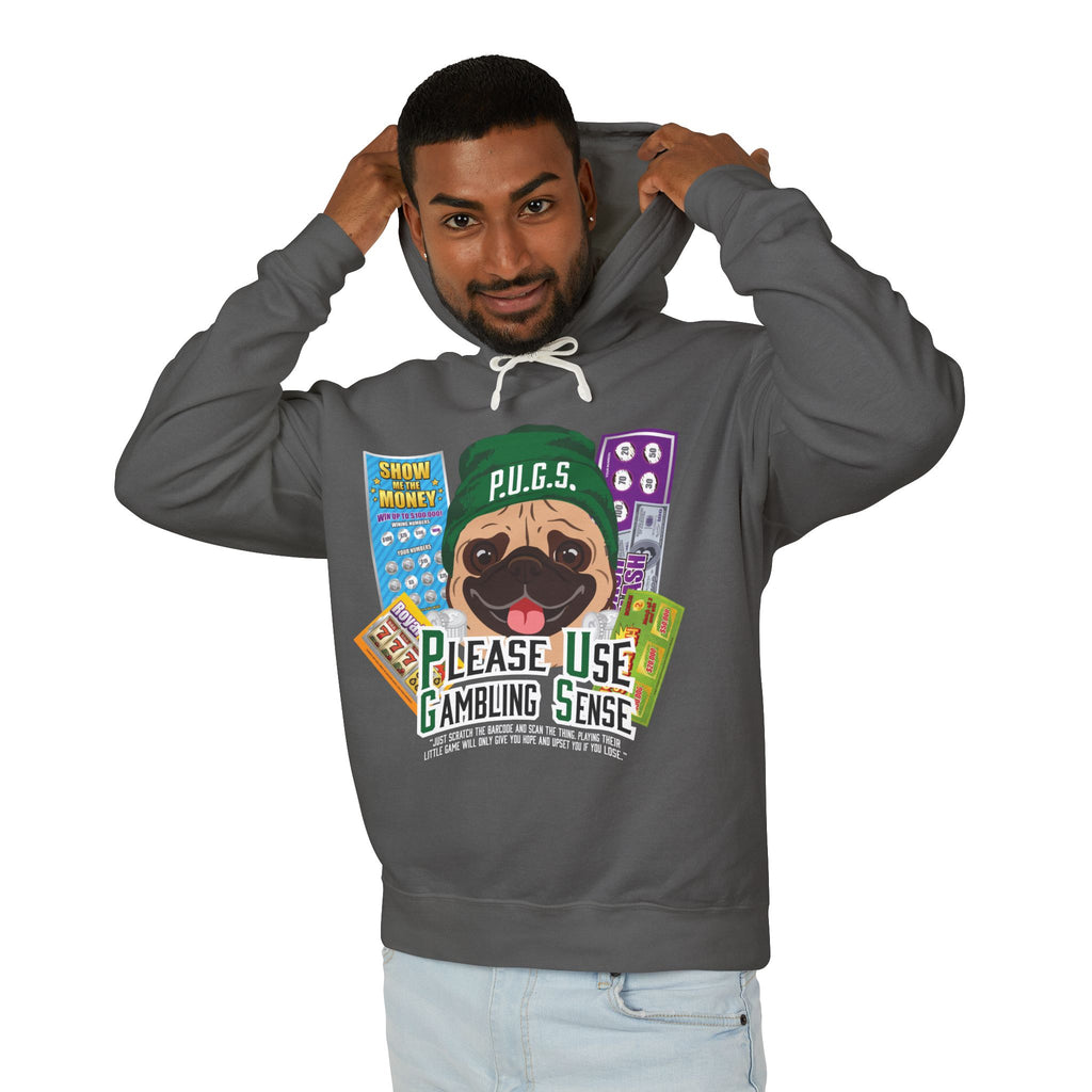 Funny scratch off lottery graphic hoodie by P.U.G.S. Apparel