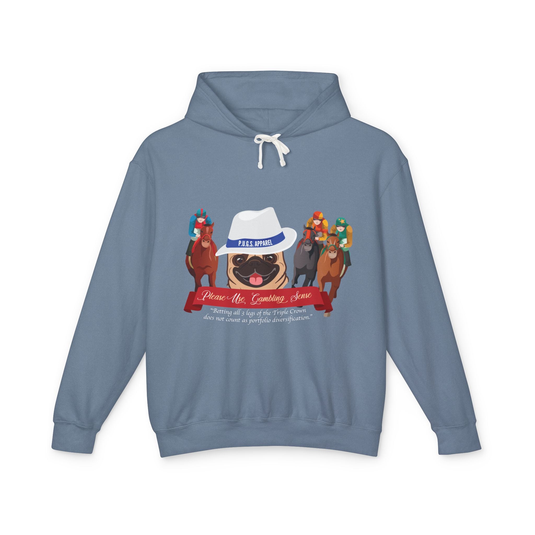 Funny horse racing graphic hoodie by P.U.G.s. Apparel