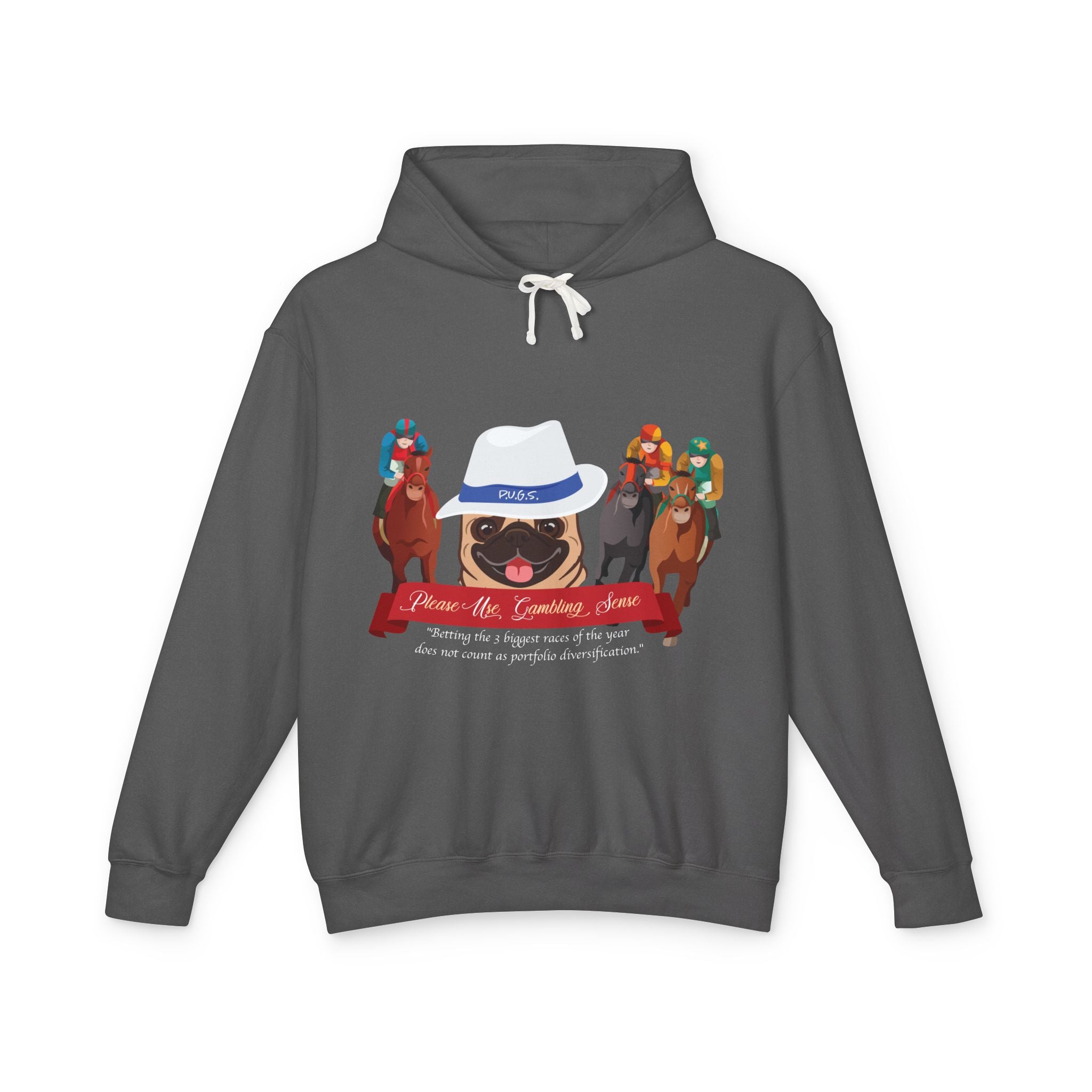 Horse Racing "Fedora" Hoodie by P.U.G.S. Apparel: Dark colors