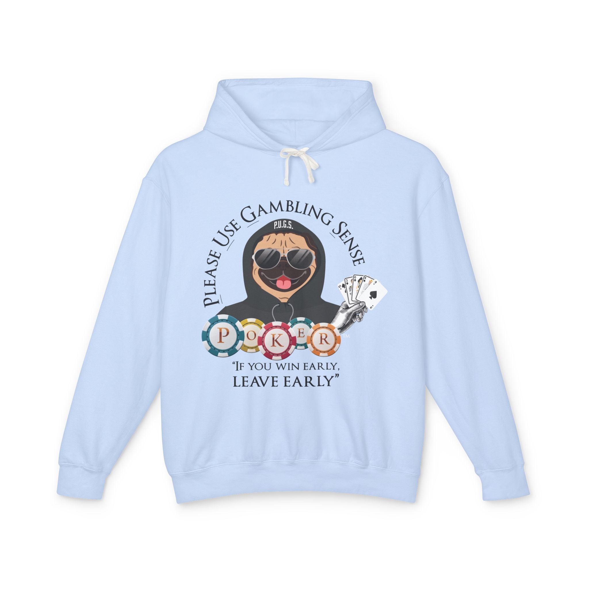 Funny poker graphic hoodie by P.U.G.S. apparel