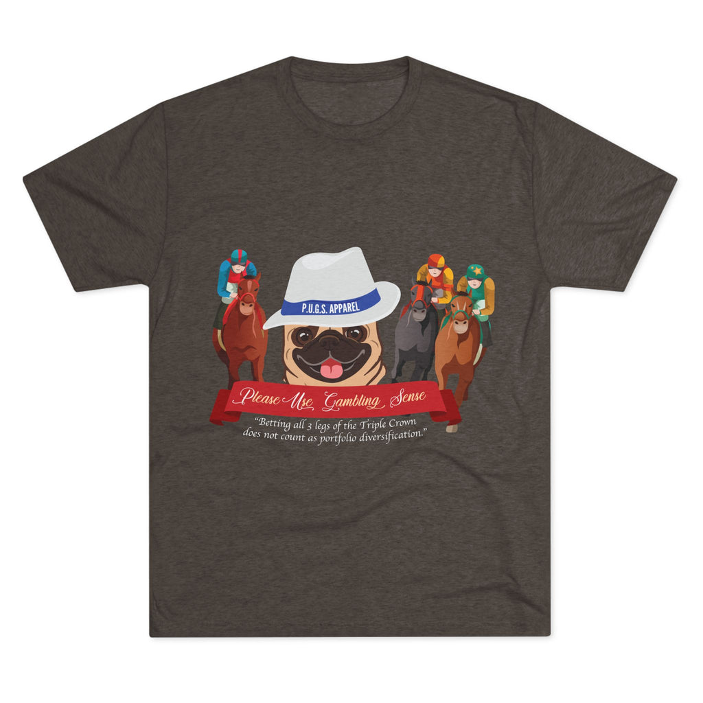 Horse Racing “Fedora” Unisex Graphic Tee by P.U.G.S. Apparel, Dark Colors