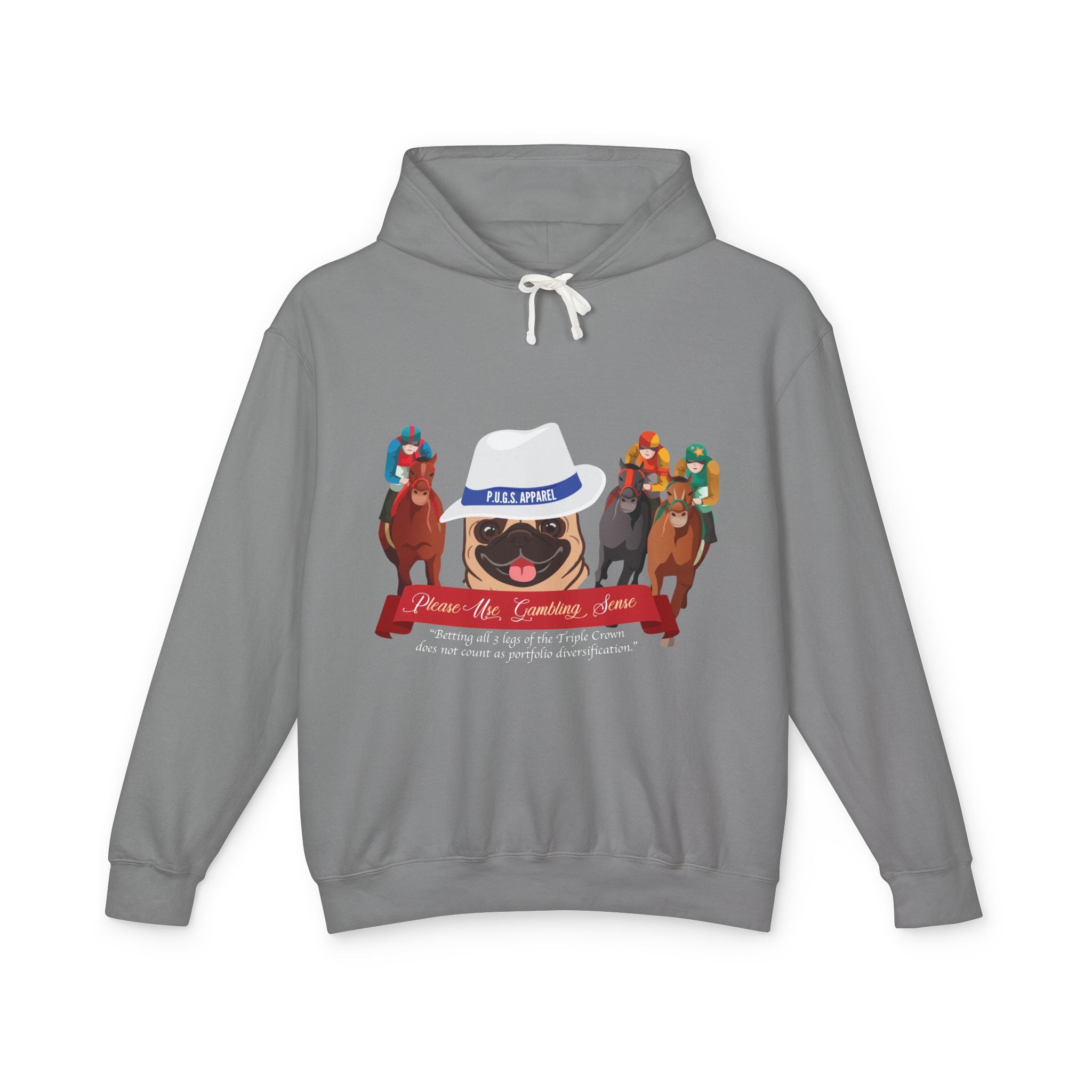 Funny horse racing graphic hoodie by P.U.G.s. Apparel