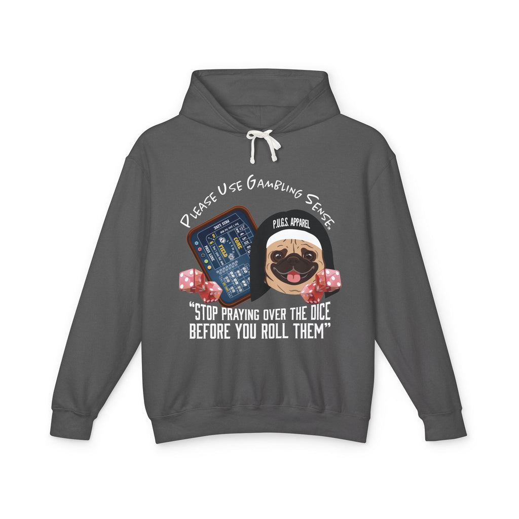 Craps Dice Pug Hoodie by P.U.G.S. Apparel: Dark colors