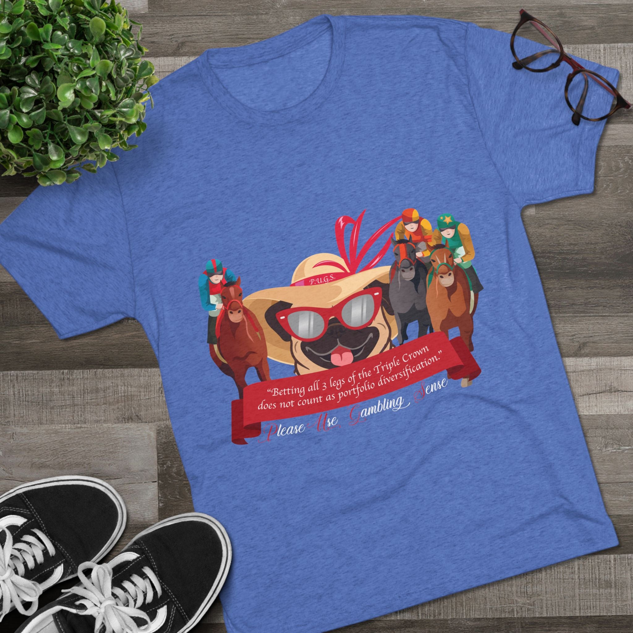 Horse Racing “Betting” Unisex Graphic Tee by P.U.G.S. Apparel, Dark Colors