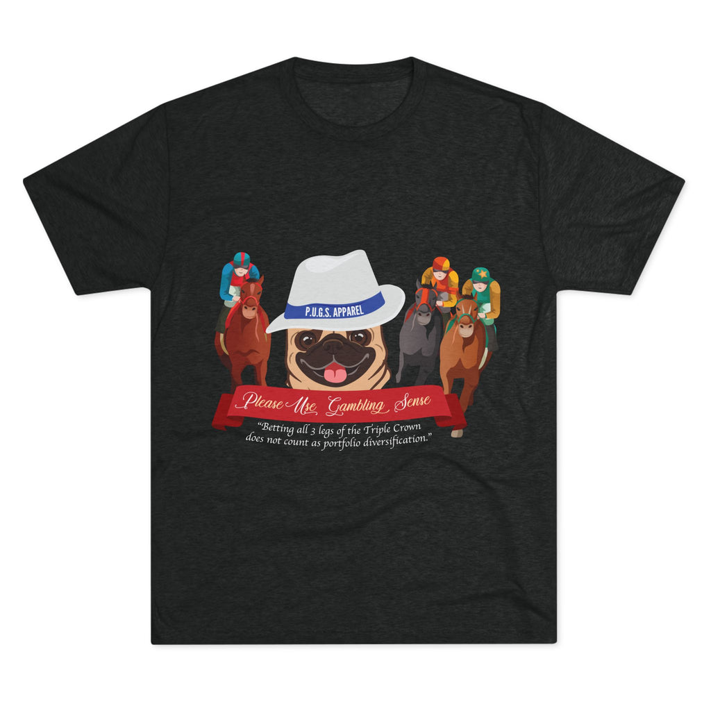Horse Racing “Fedora” Unisex Graphic Tee by P.U.G.S. Apparel, Dark Colors