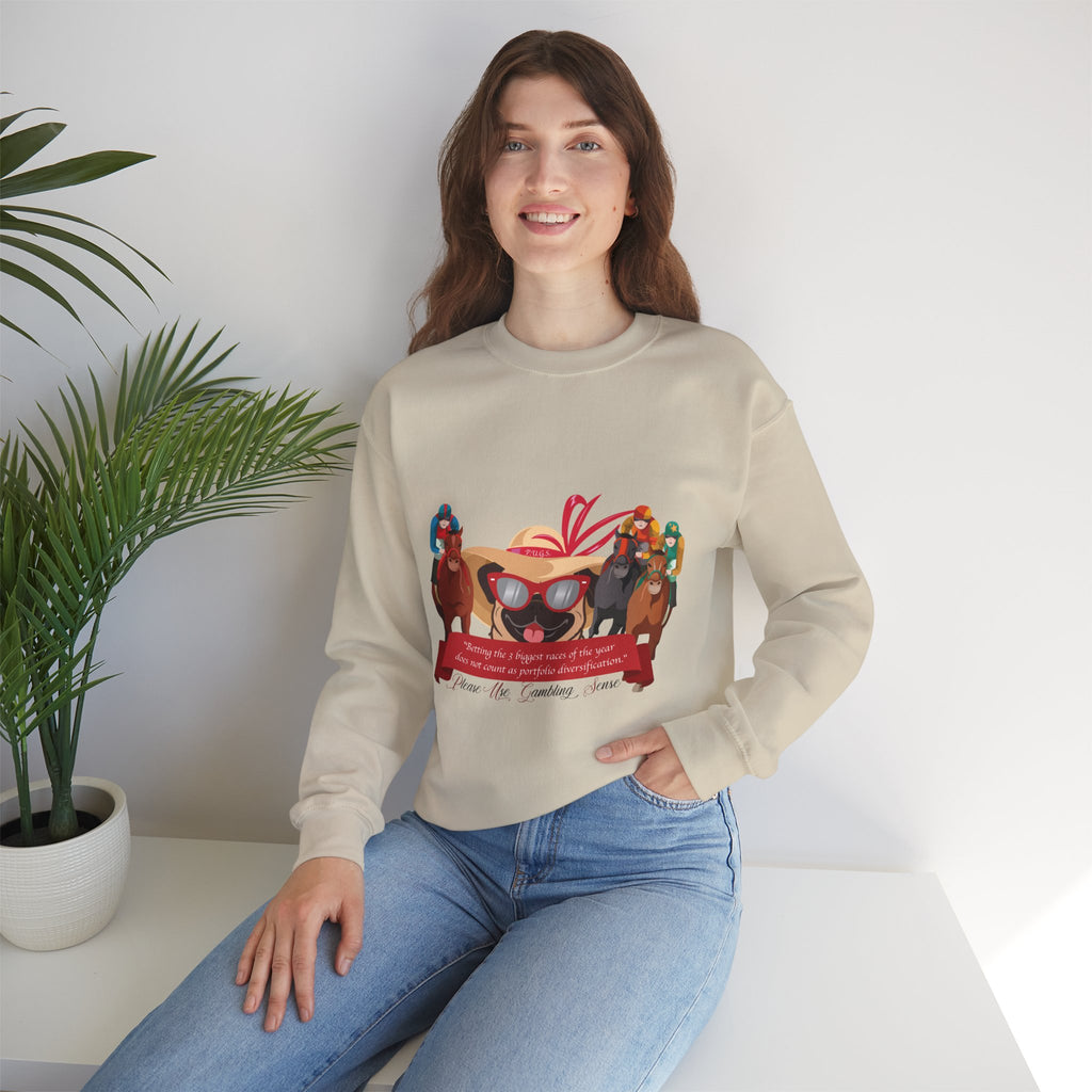 funny horse racing graphic sweatshirt by P.U.G.S. Apparel
