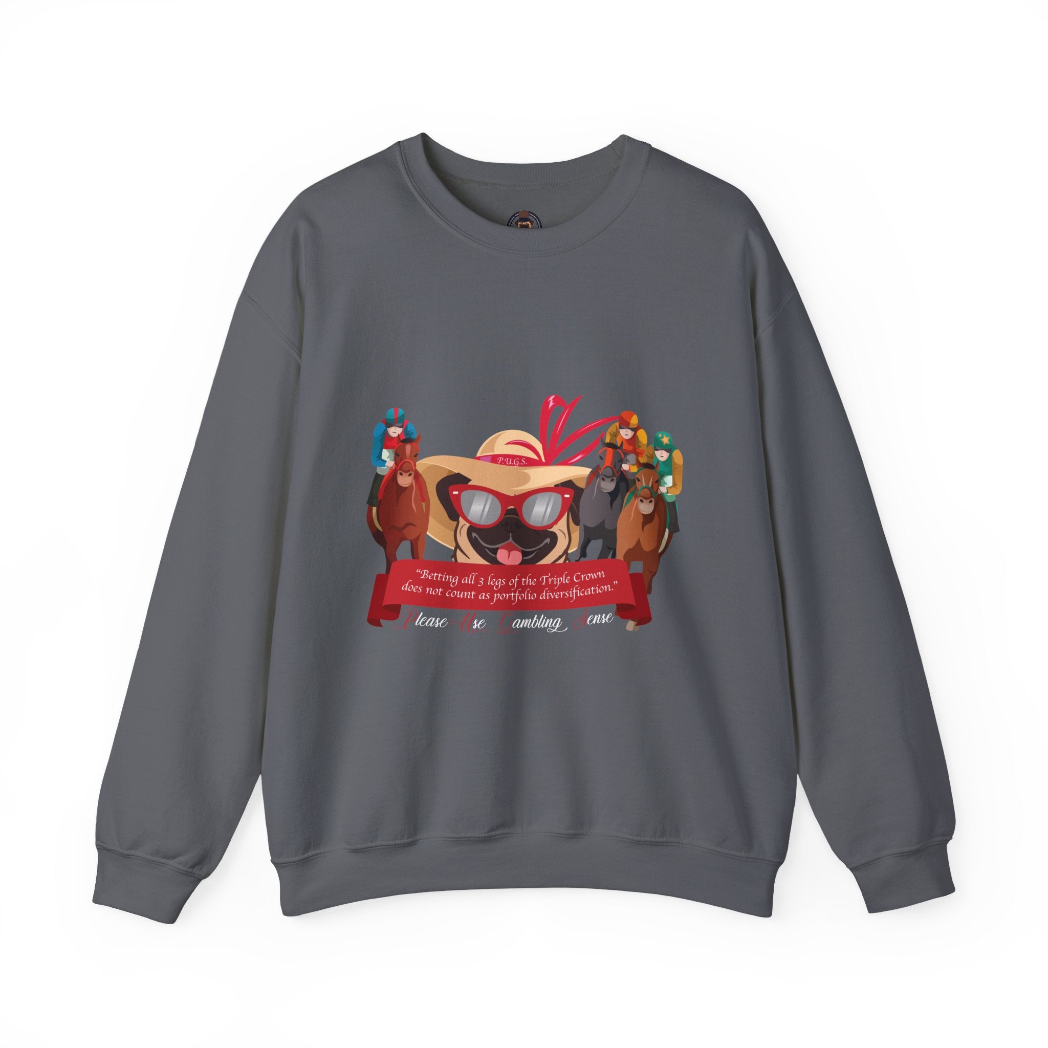 funny horse racing sweatshirt by P.U.G.S. Apparel