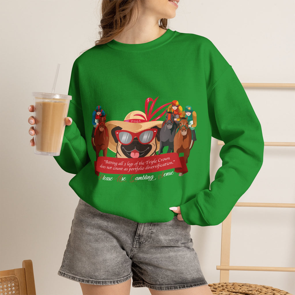 funny horse racing sweatshirt by P.U.G.S. Apparel