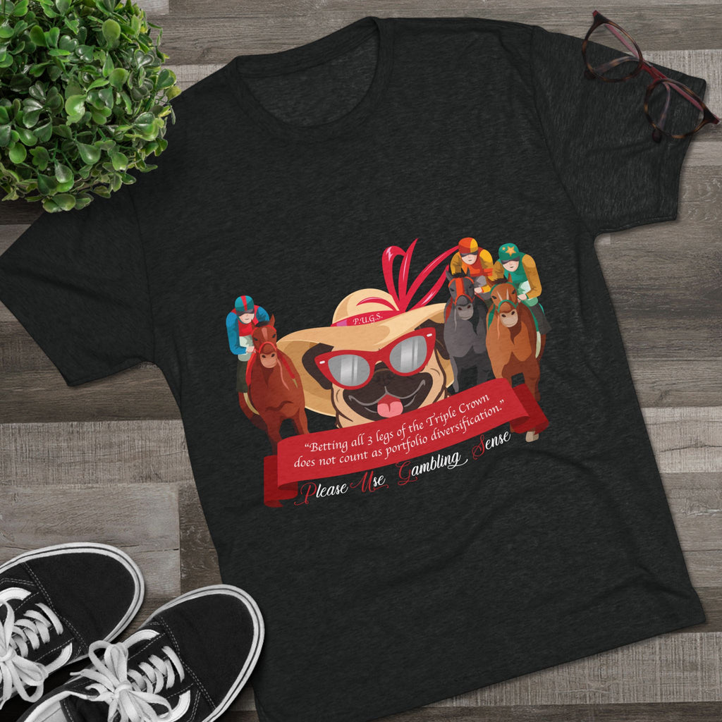 Horse Racing “Betting” Unisex Graphic Tee by P.U.G.S. Apparel, Dark Colors
