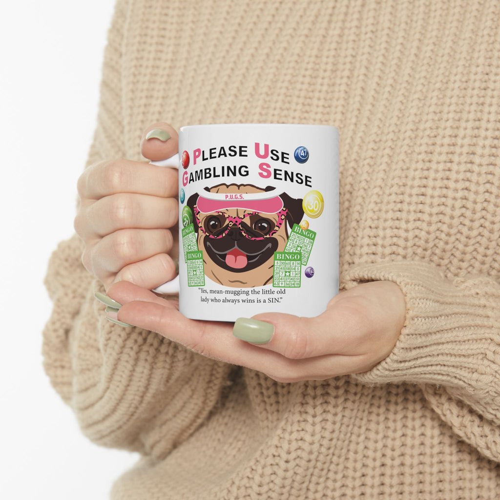 Bingo “Mugging” White Ceramic Mug Coffee Cup (11oz/15oz)