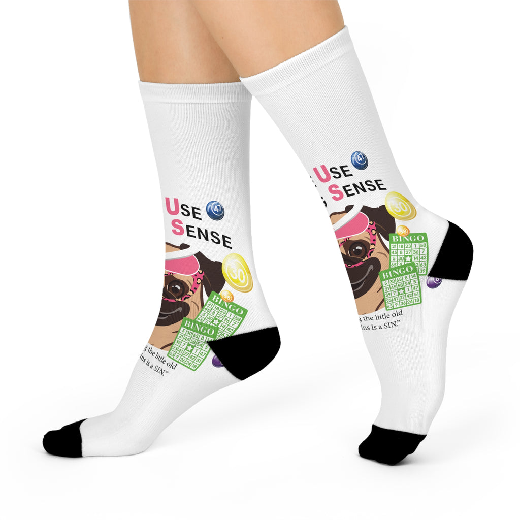 Bingo “Mugging” Cushioned Crew Socks from P.U.G.S. Apparel