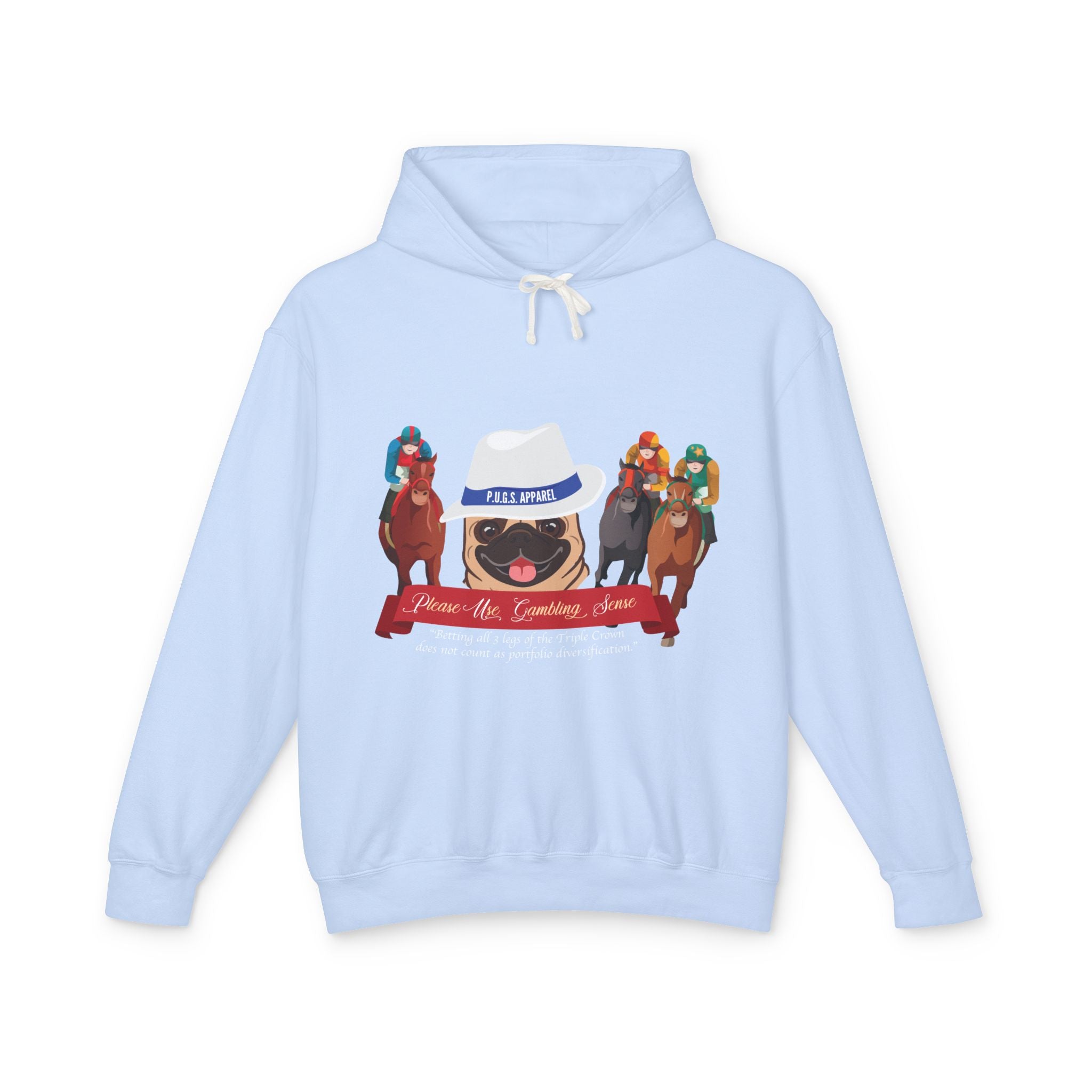 Funny horse racing graphic hoodie by P.U.G.s. Apparel