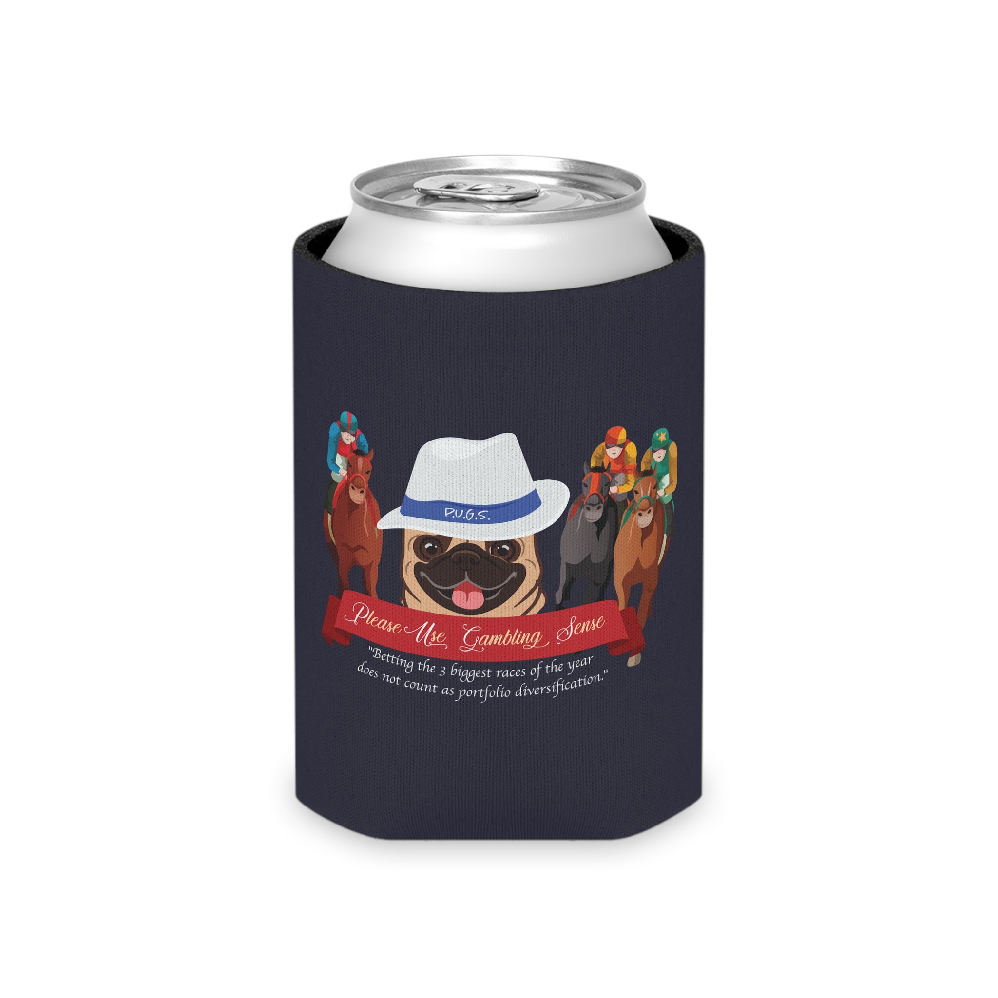 Horse Racing "Fedora" Can Cooler by P.U.G.S. Apparel