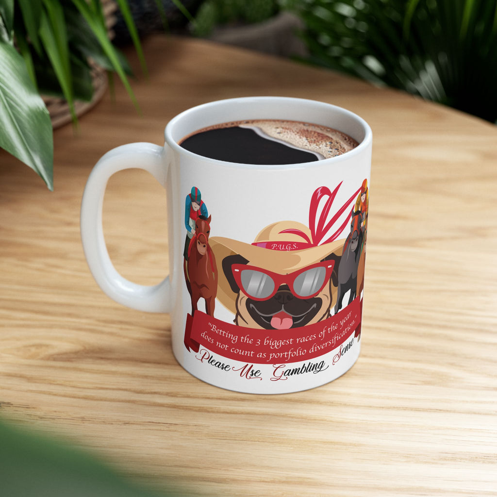 Horse Racing “Betting” White Ceramic Mug Coffee Cup (11oz/15oz)