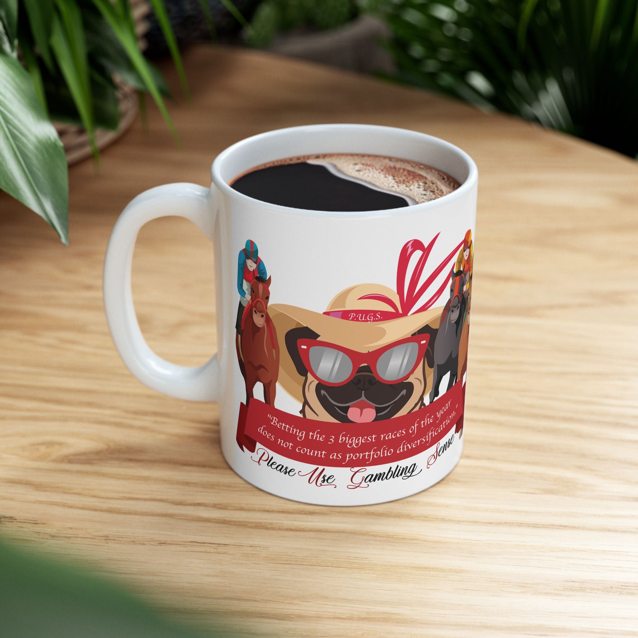 Horse Racing “Betting” White Ceramic Mug Coffee Cup (11oz/15oz)