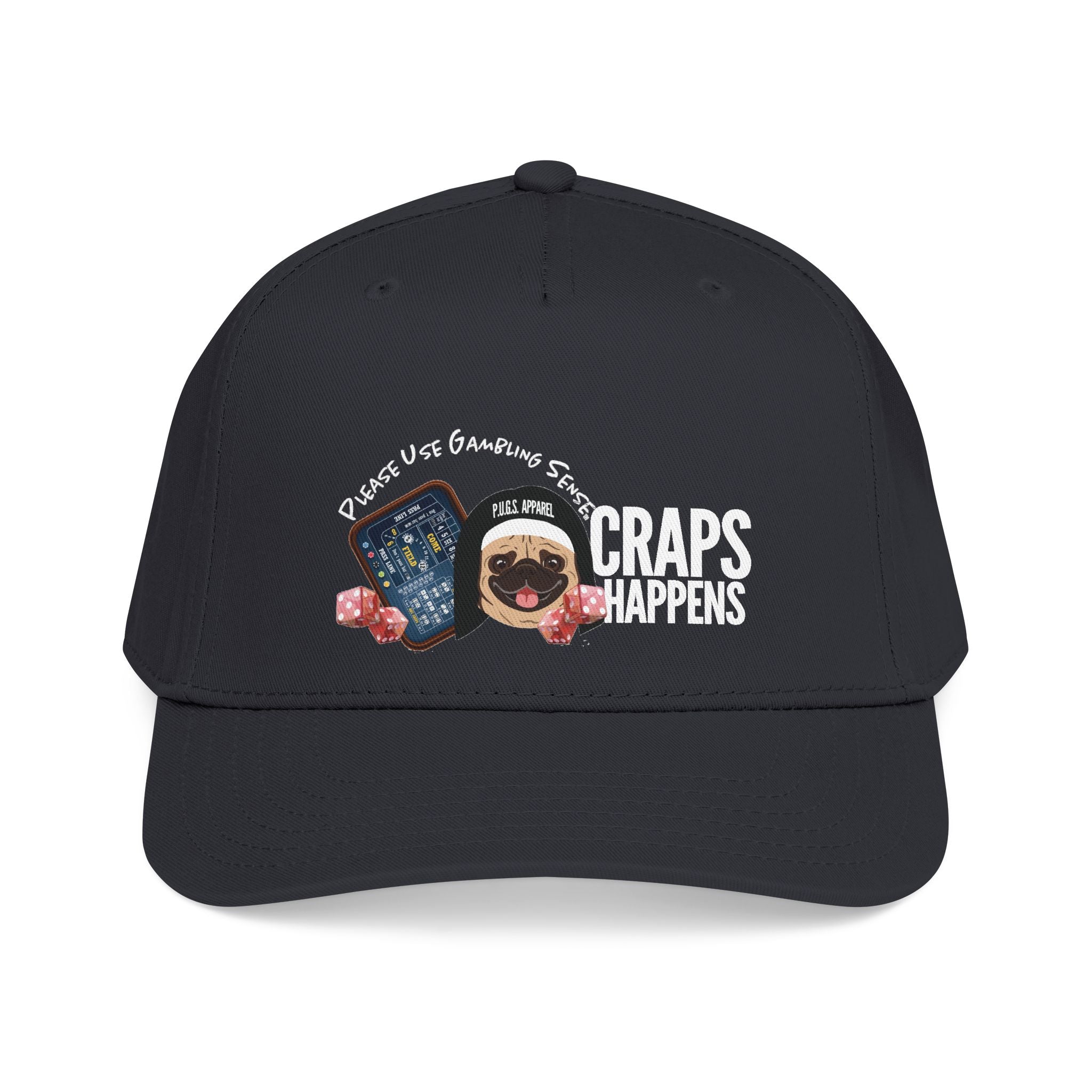 funny craps gambling graphic baseball cap by P.U.G.S. Apparel