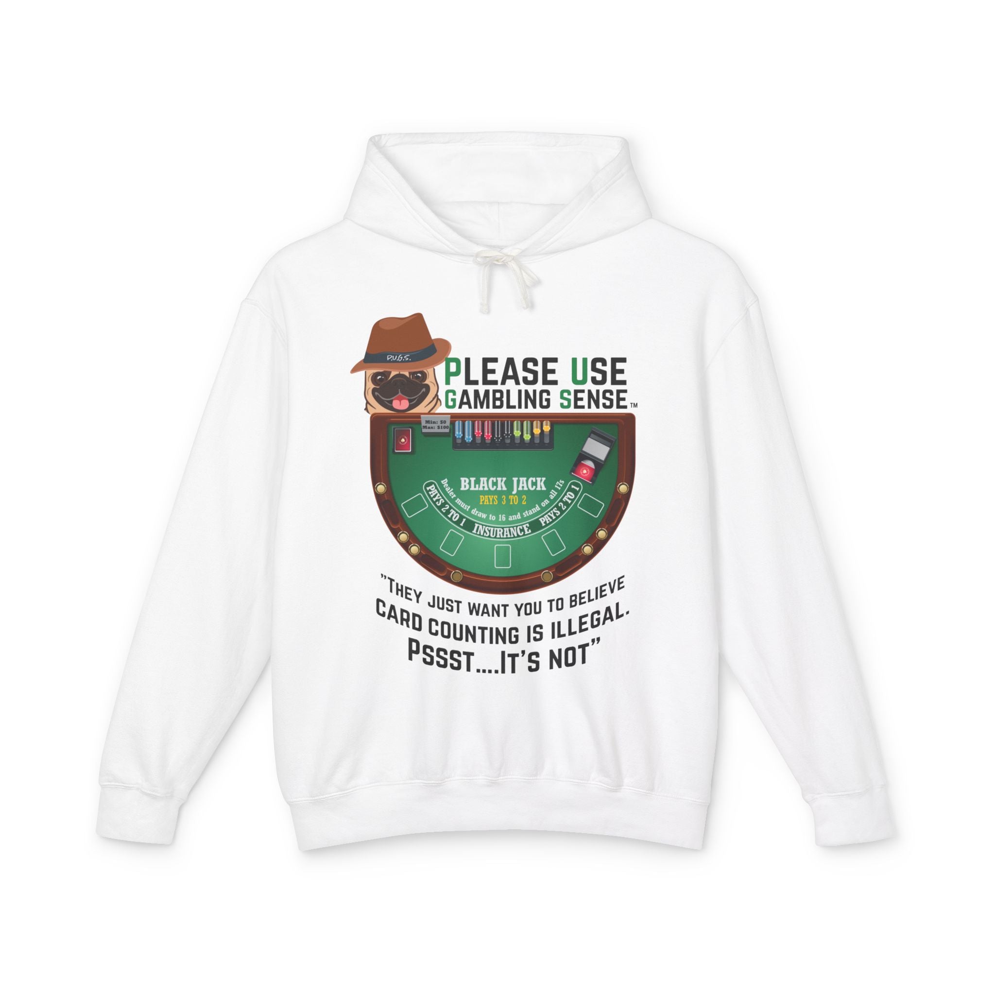 Funny blackjack graphic hoodie by P.U.G.S. apparel