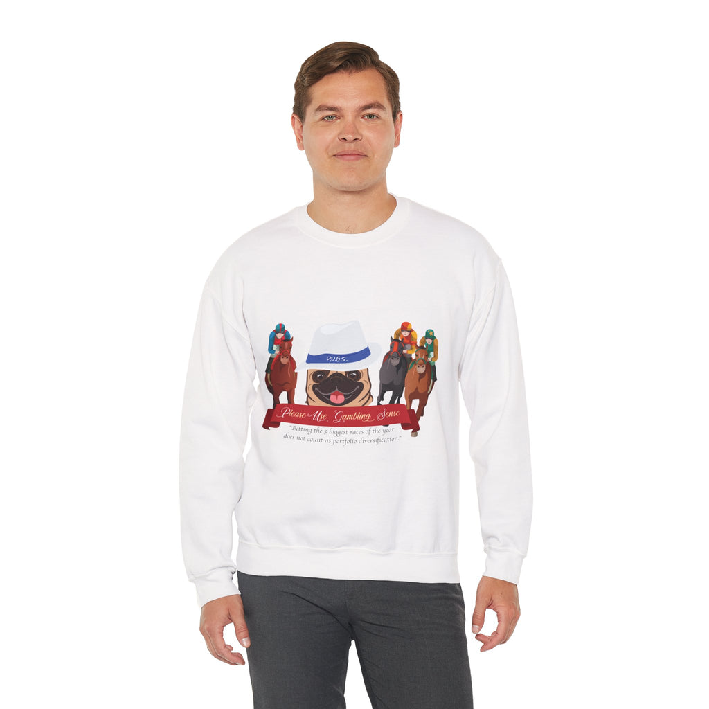 Horse Racing Fedora Unisex Crew Neck Sweatshirt by P.U.G.S. Apparel Light colors