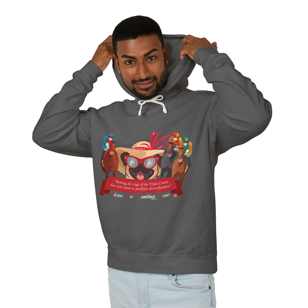 Funny horse racing graphic hoodie by P.U.G.S. Apparel
