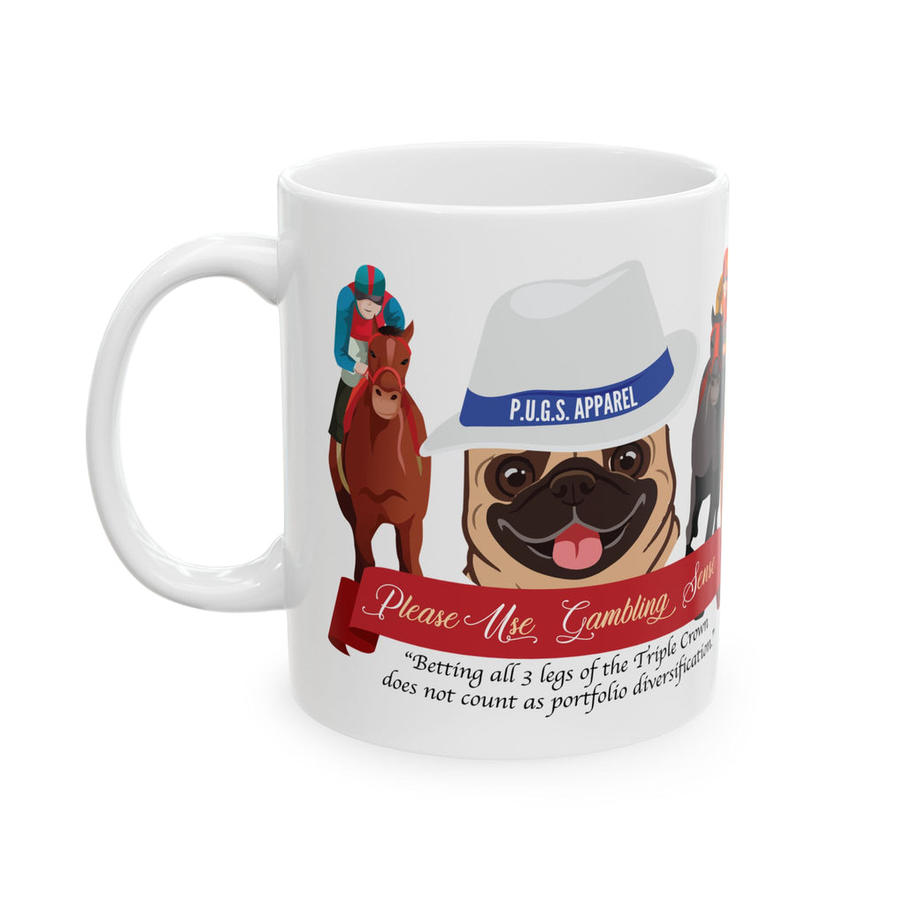 Horse Racing “Fedora” White Ceramic Mug Coffee Cup (11oz/15oz)