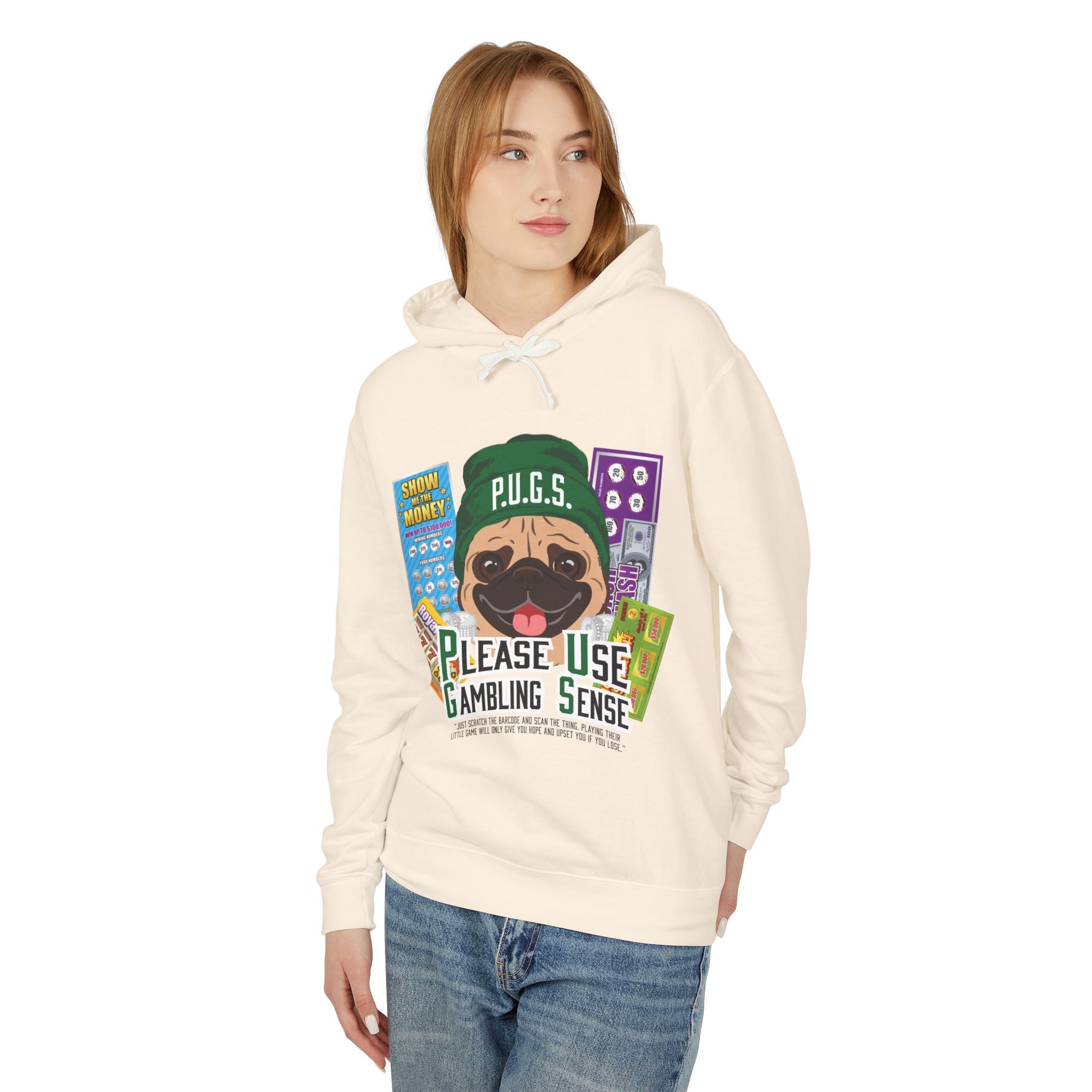 Funny scratch off lottery graphic hoodie by P.U.G.S. Apparel