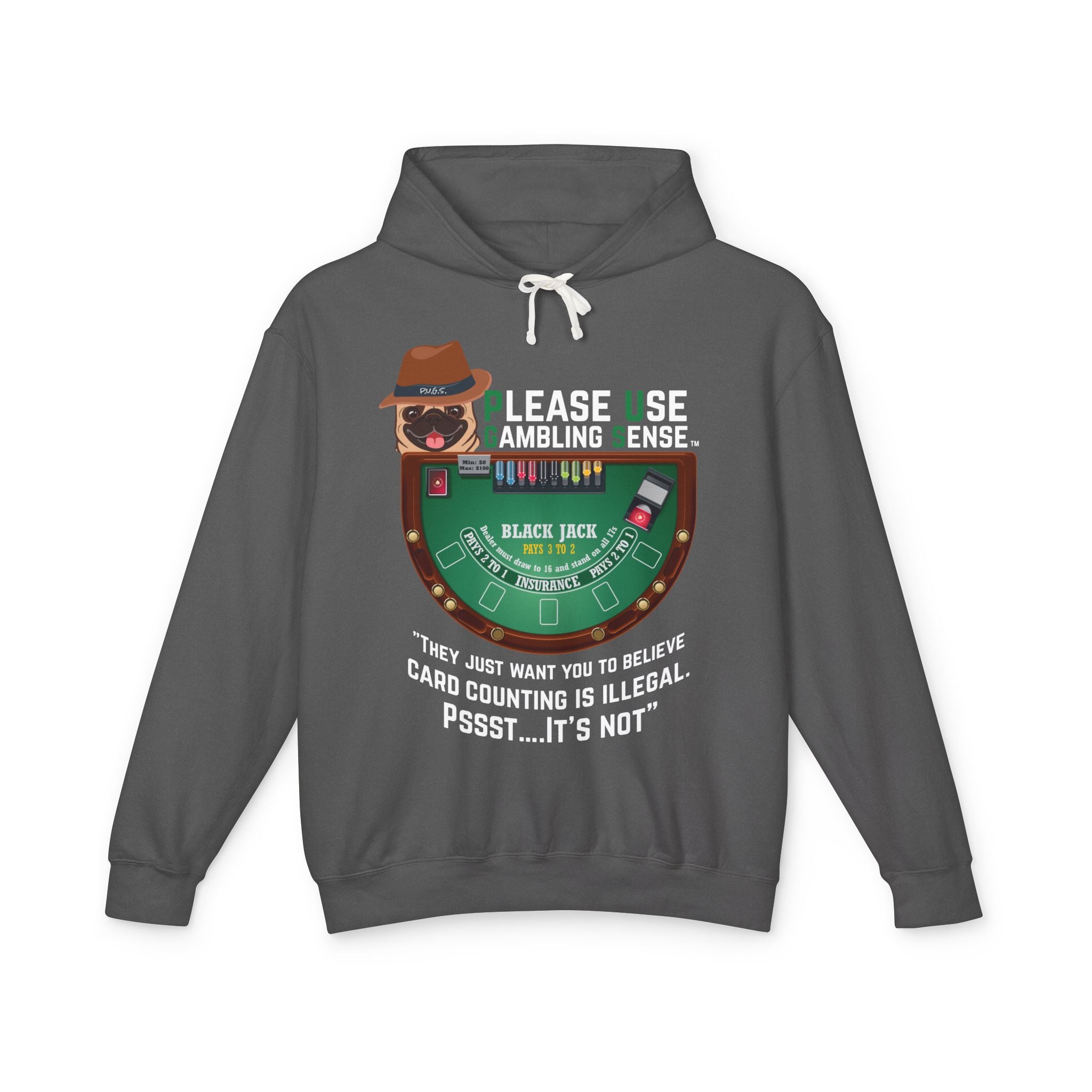 Funny blackjack graphic hoodie by P.U.G.S. apparel