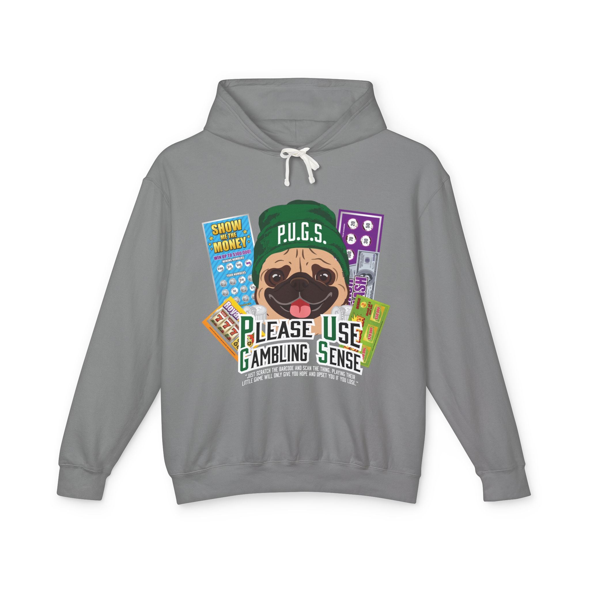 Funny scratch off lottery graphic hoodie by P.U.G.S. Apparel