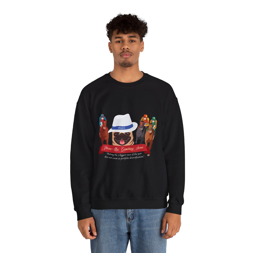 Horse Racing Fedora Unisex Crew Neck Sweatshirt by P.U.G.S.Apparel Dark colors
