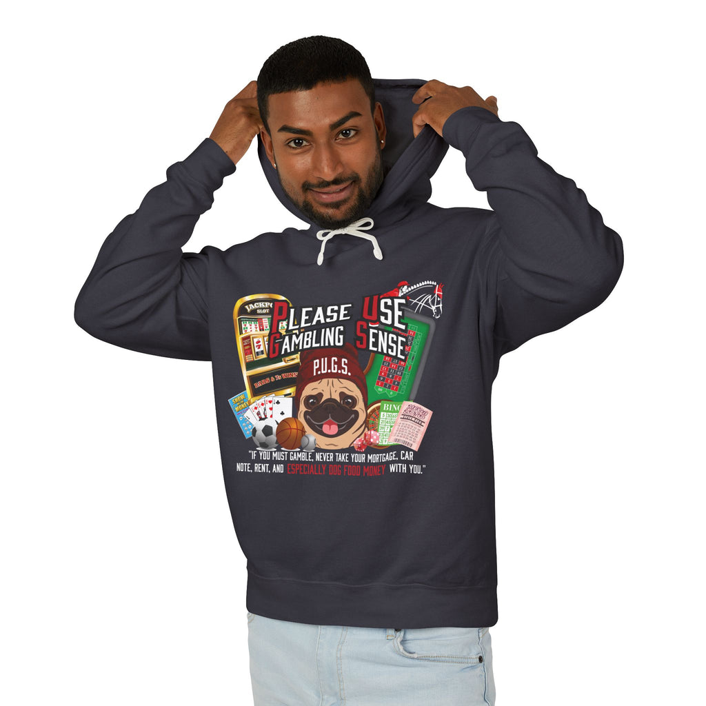 All Gambling Pug Hoodie by P.U.G.S. Apparel: Dark colors