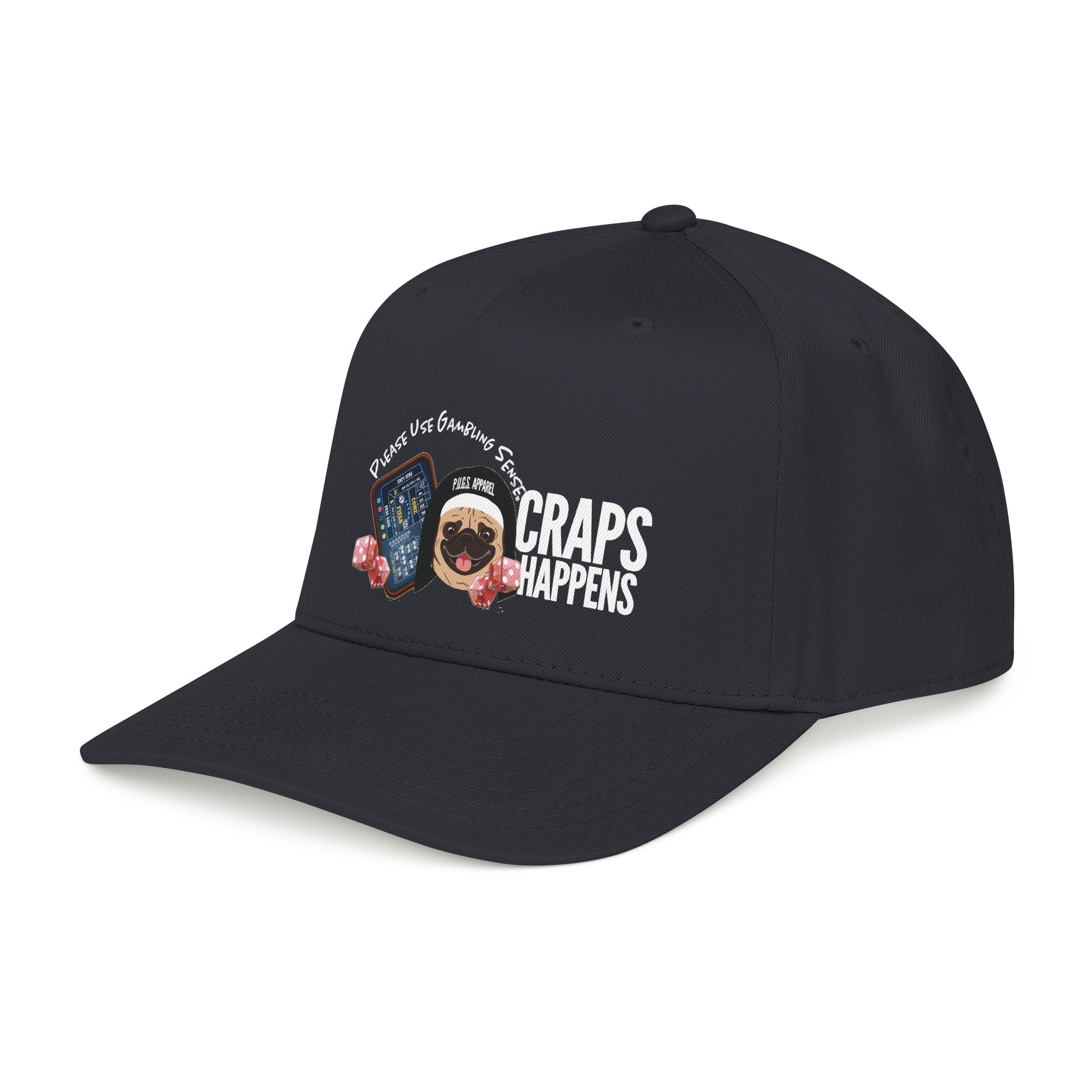funny craps gambling graphic baseball cap by P.U.G.S. Apparel