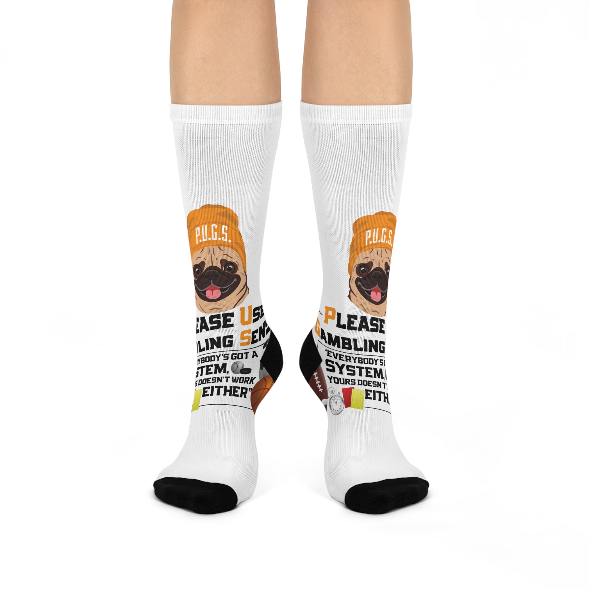 Sports Betting "System" Cushioned Crew Socks from P.U.G.S. Apparel