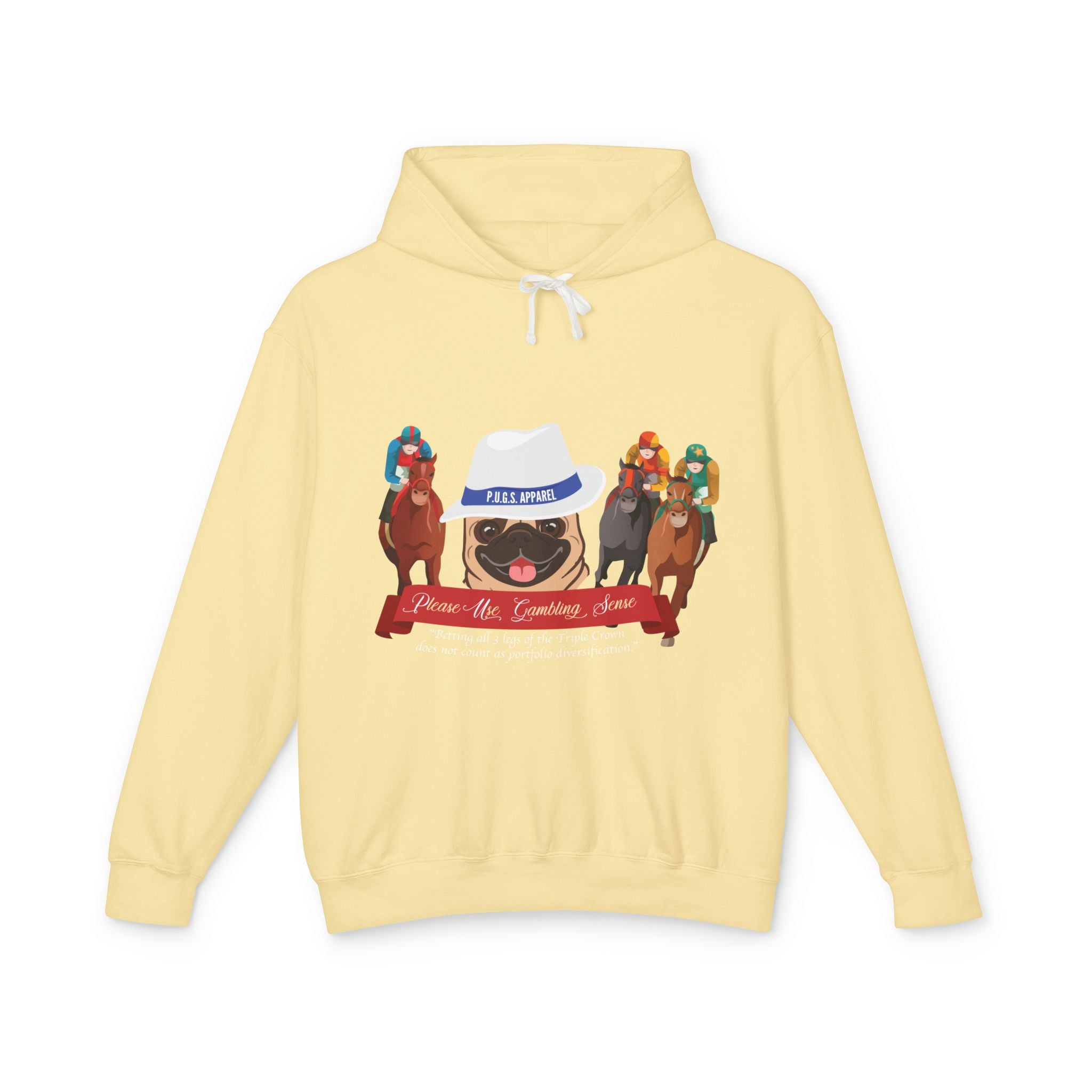 Funny horse racing graphic hoodie by P.U.G.s. Apparel