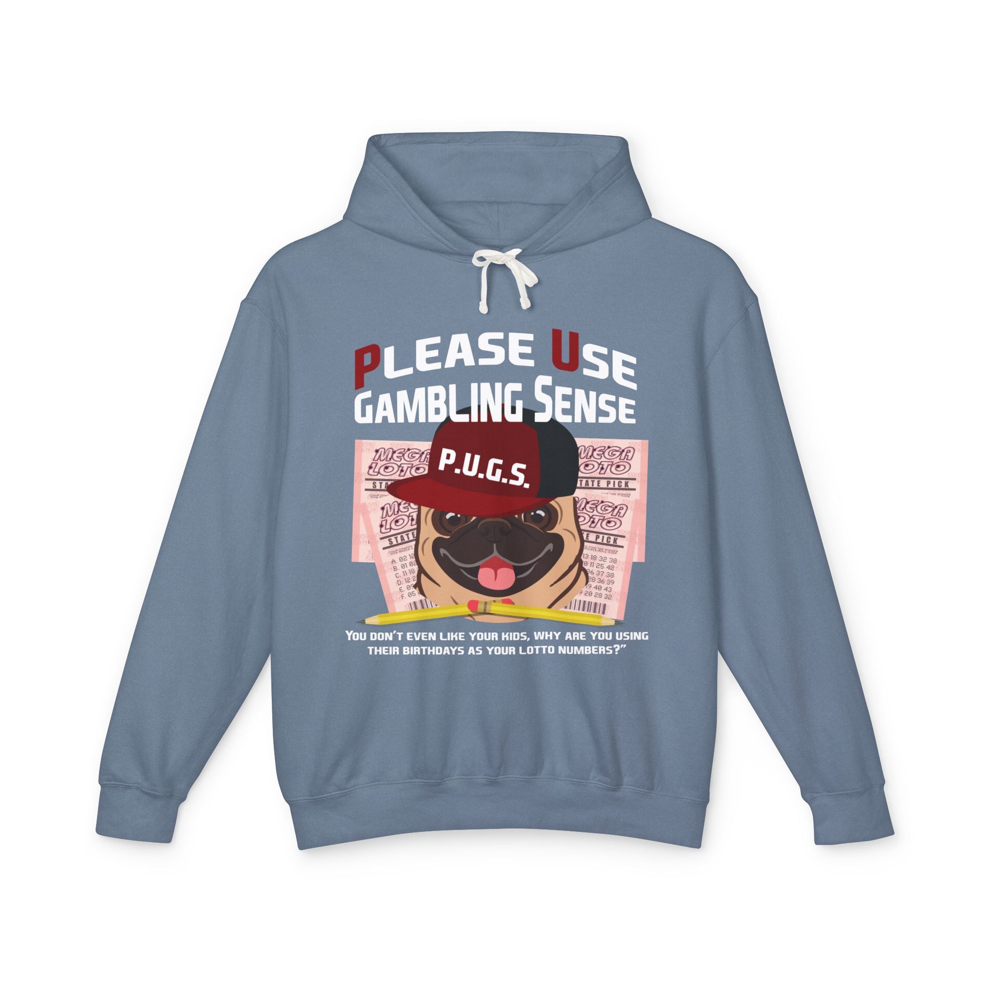 Funny lottery graphic hoodie by P.U.G.S. Apparel
