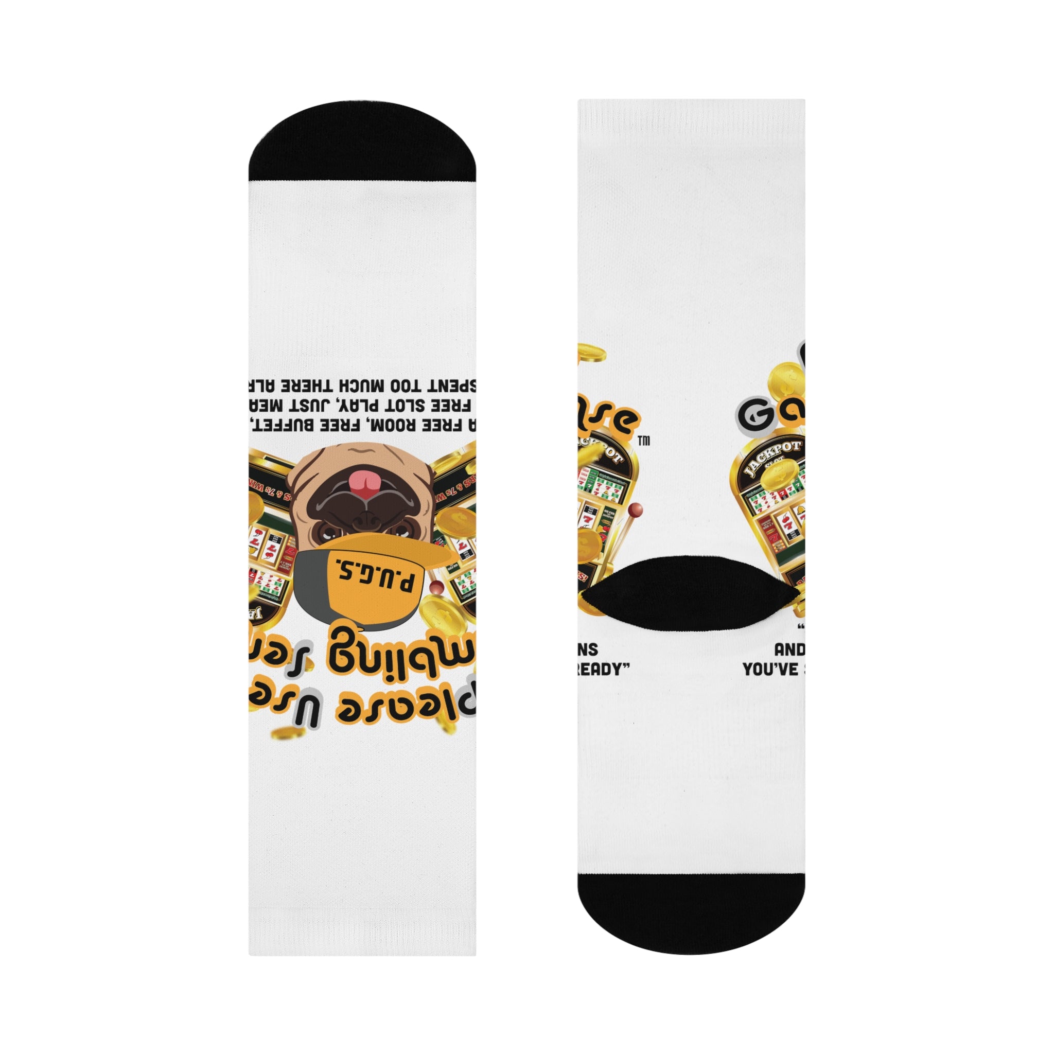 Slot Machine “Free Play” Collection Cushioned Crew Socks by P.U.G.S. Apparel