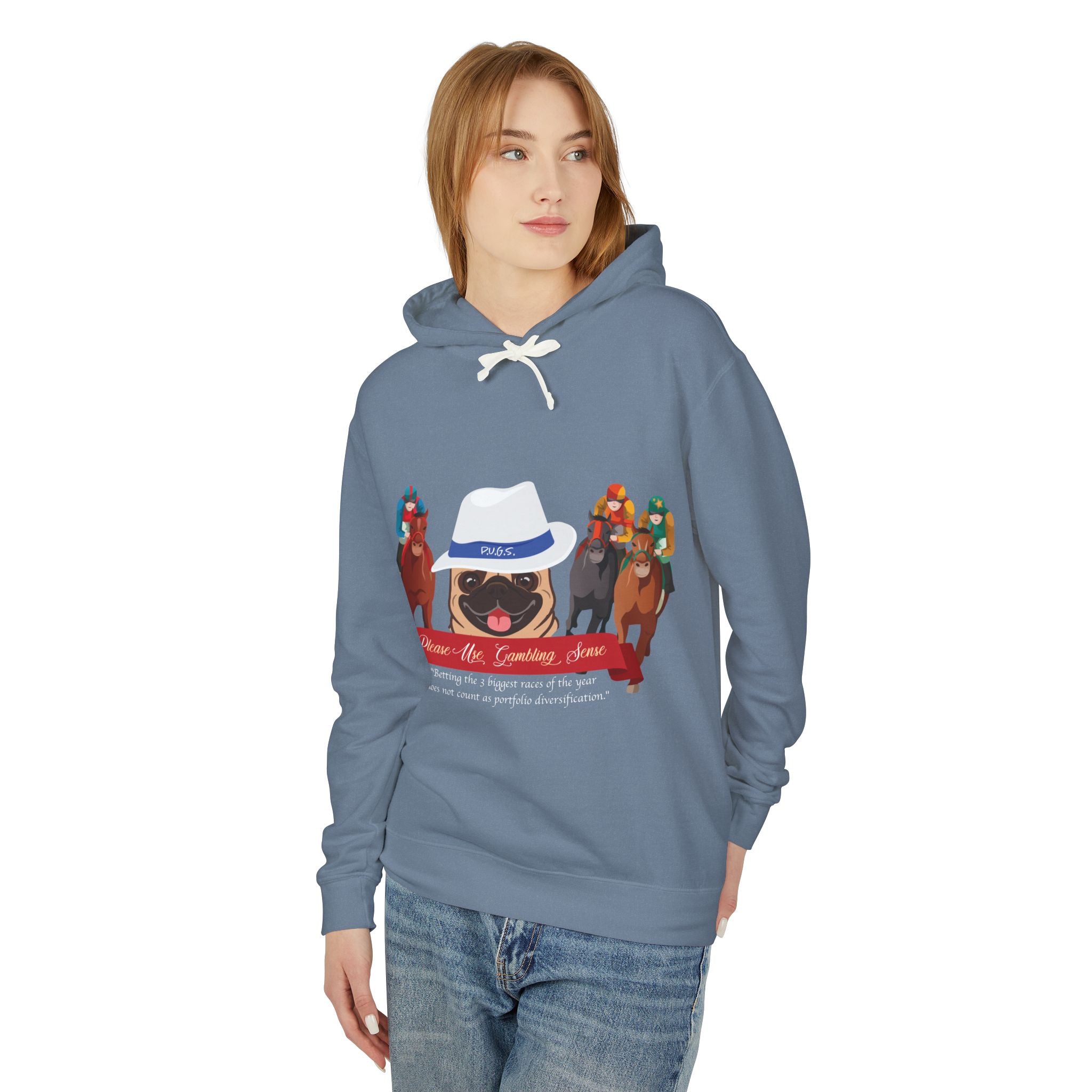 Horse Racing "Fedora" Hoodie by P.U.G.S. Apparel: Dark colors
