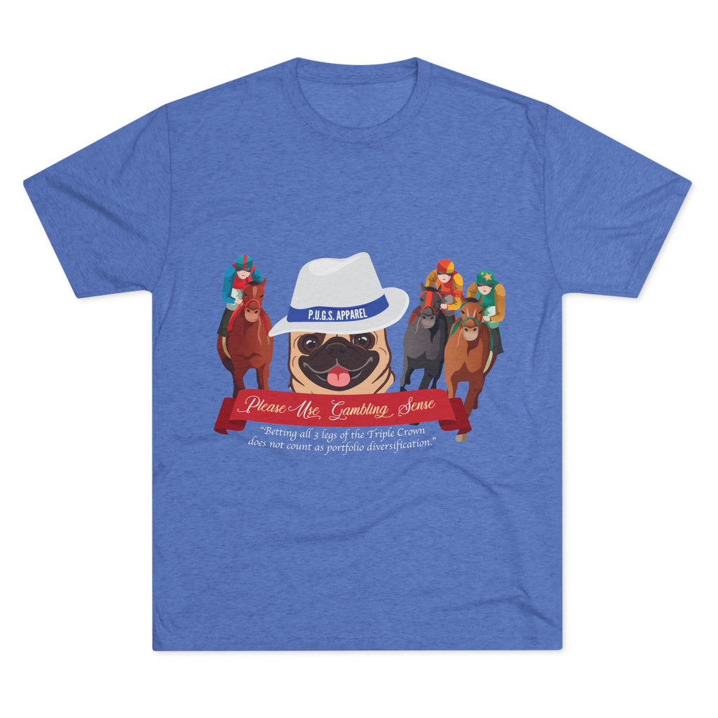 Horse Racing “Fedora” Unisex Graphic Tee by P.U.G.S. Apparel, Dark Colors
