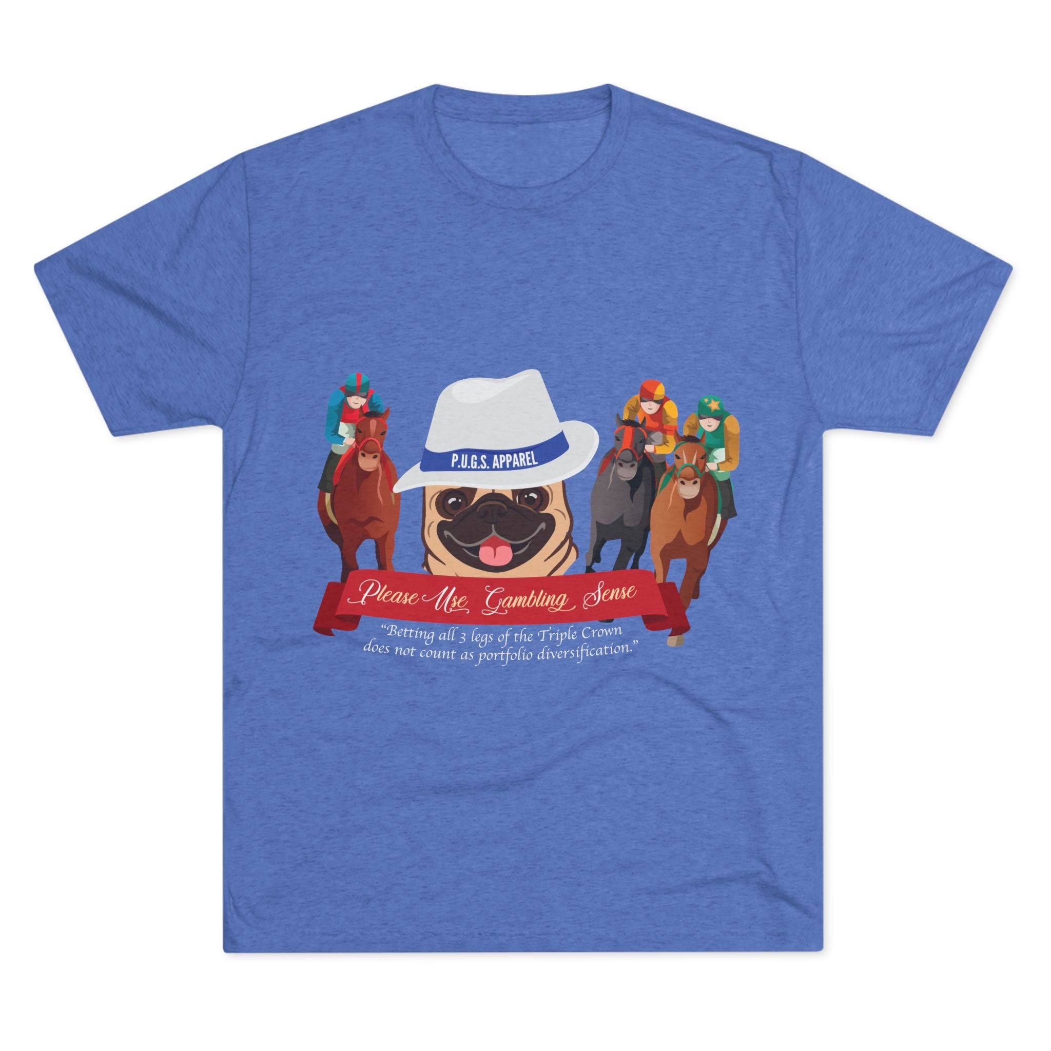 Horse Racing “Fedora” Unisex Graphic Tee by P.U.G.S. Apparel, Dark Colors