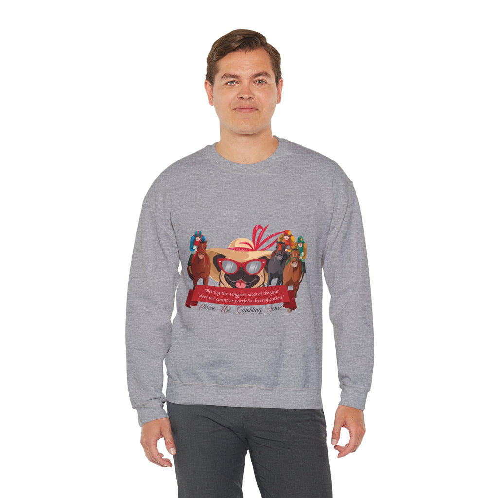 funny horse racing graphic sweatshirt by P.U.G.S. Apparel