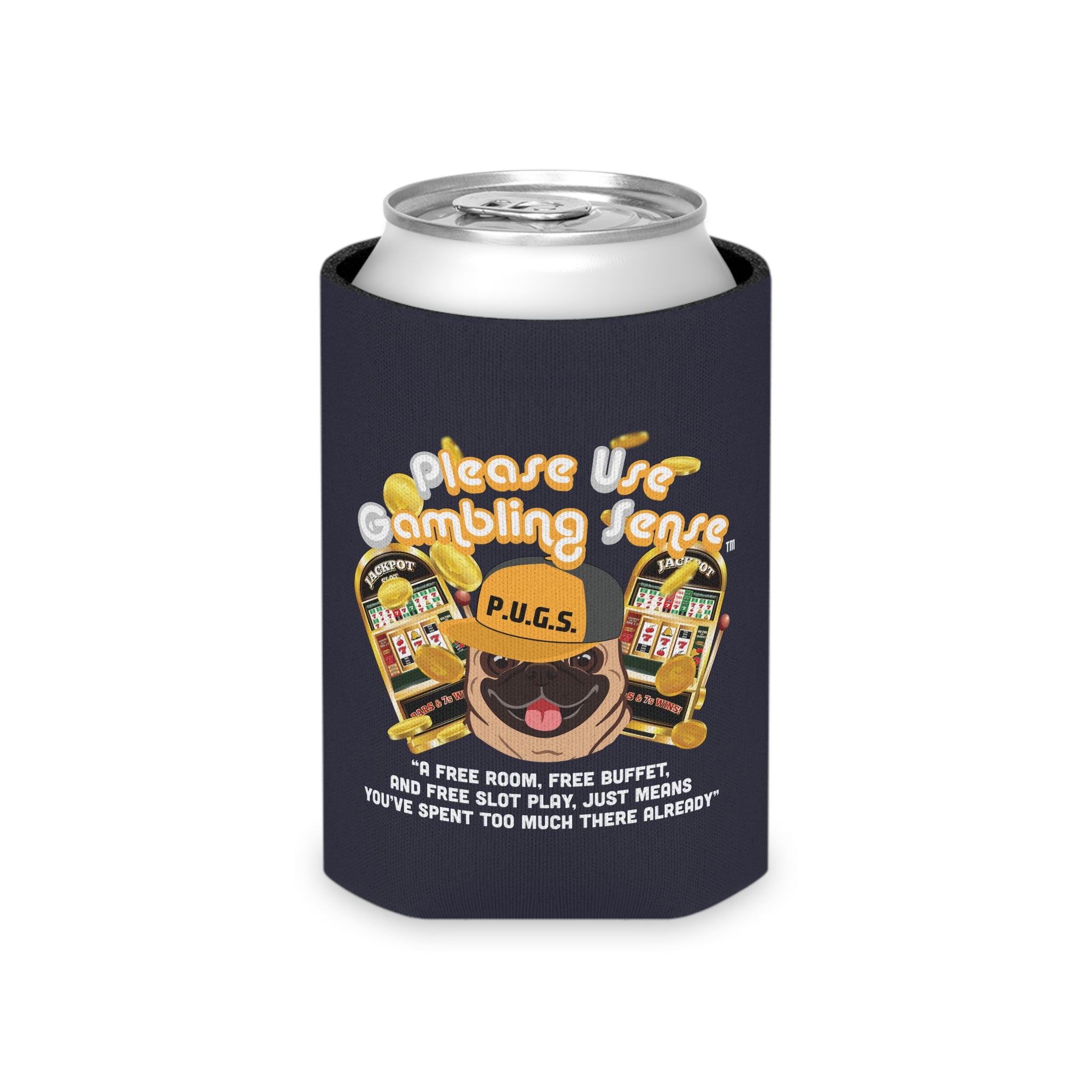 Slot Machine "Free Play" Can Cooler by P.U.G.S. Apparel