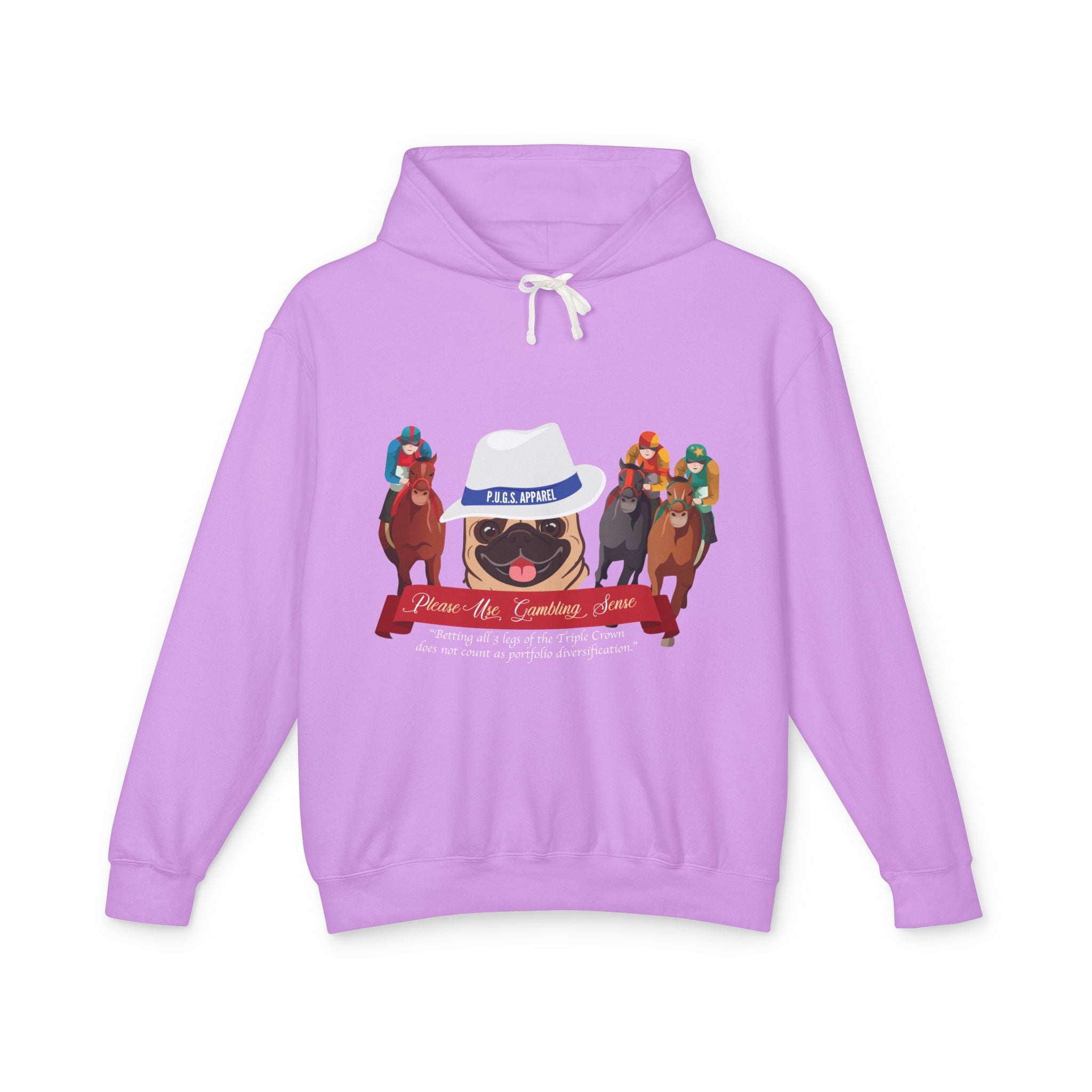 Funny horse racing graphic hoodie by P.U.G.s. Apparel